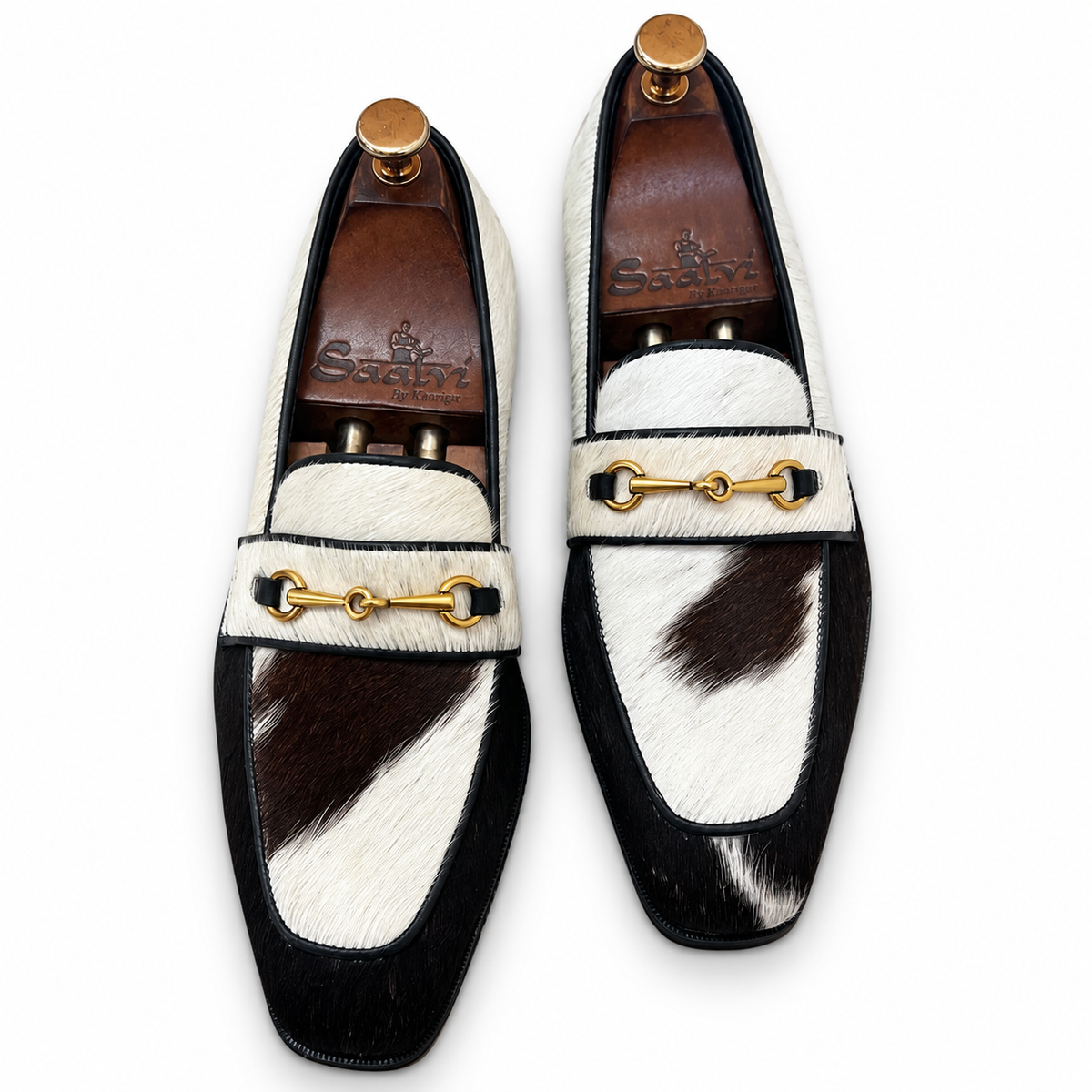 Monochrome Hair-On Leather Horsebit Loafers