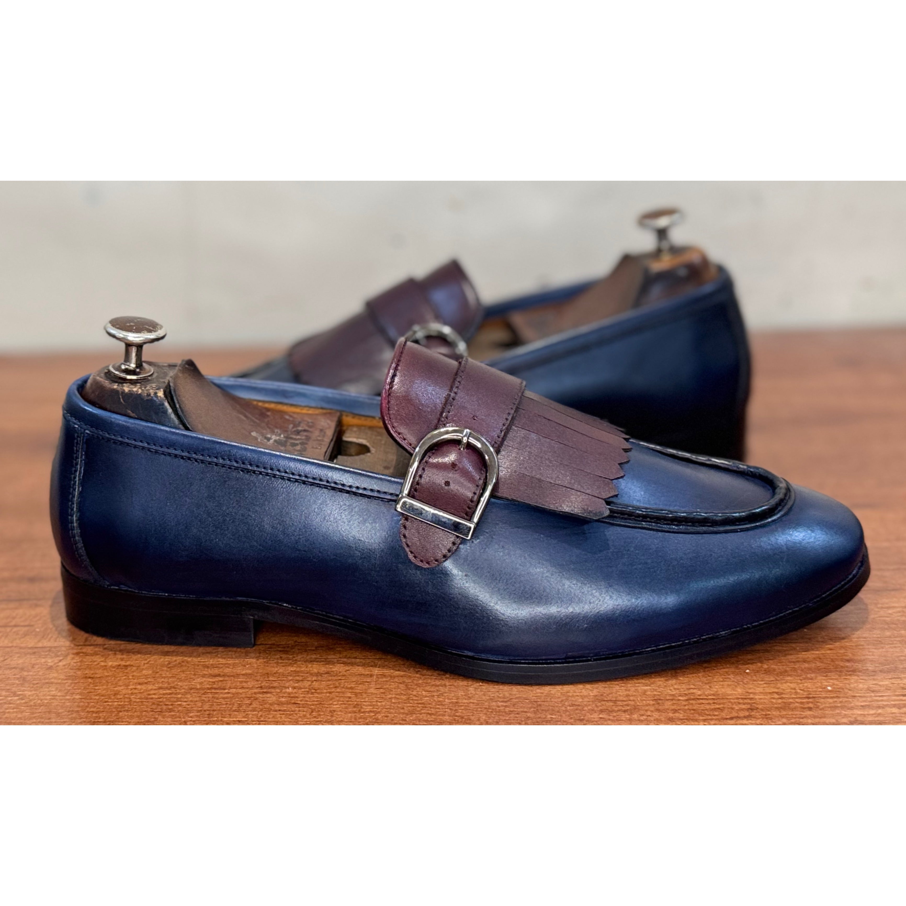 Blue Loafers With Fringes
