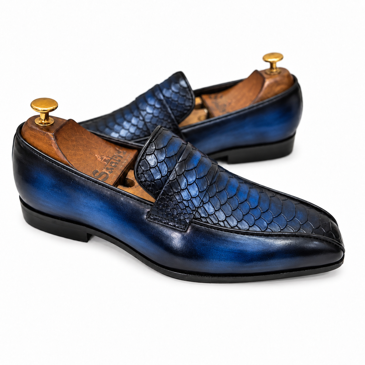 Midnight Azure Croco Strap Loafers