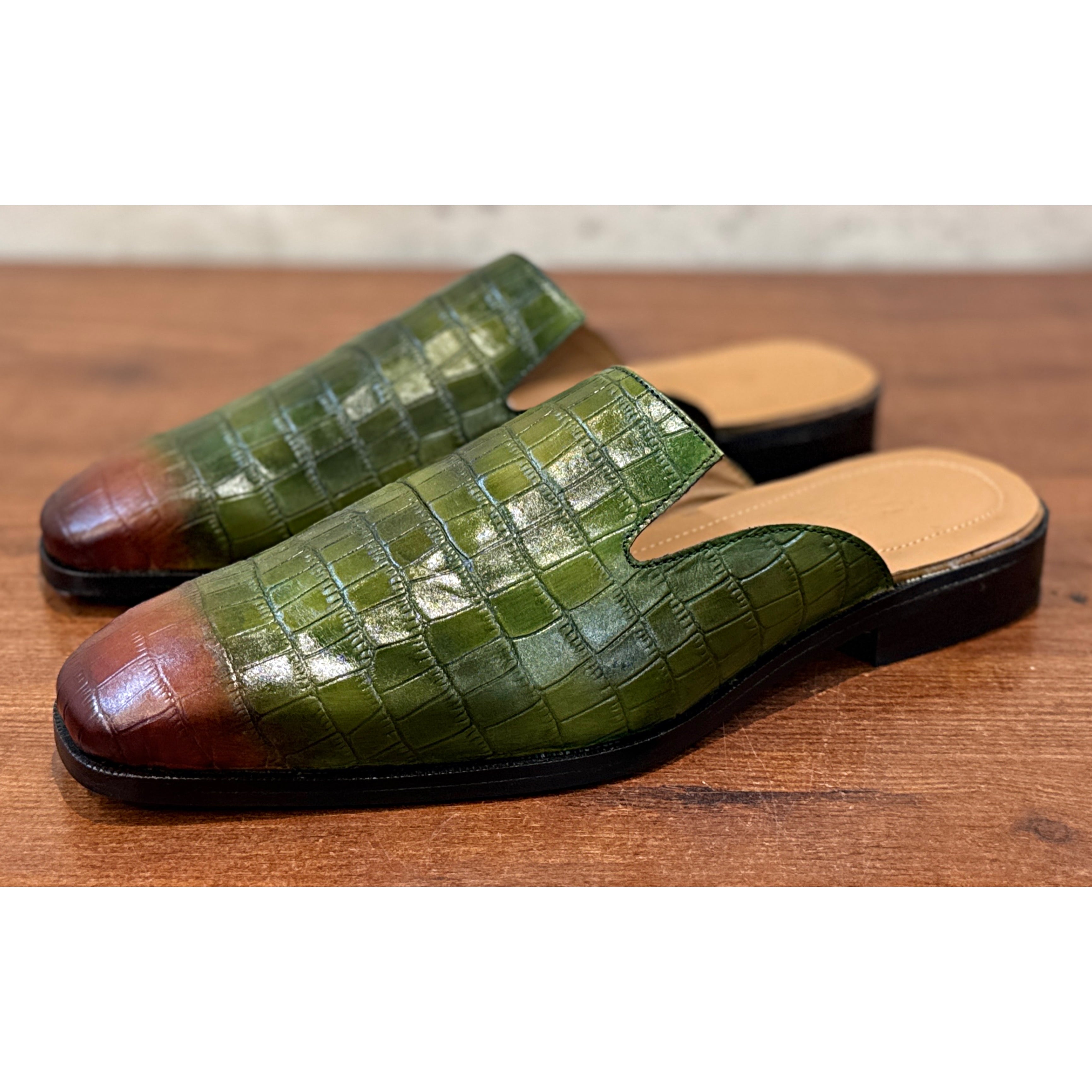 Monaco Verde Croc Mule