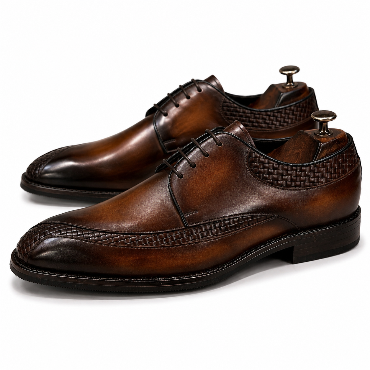 Espresso Royale Woven Leather Derby