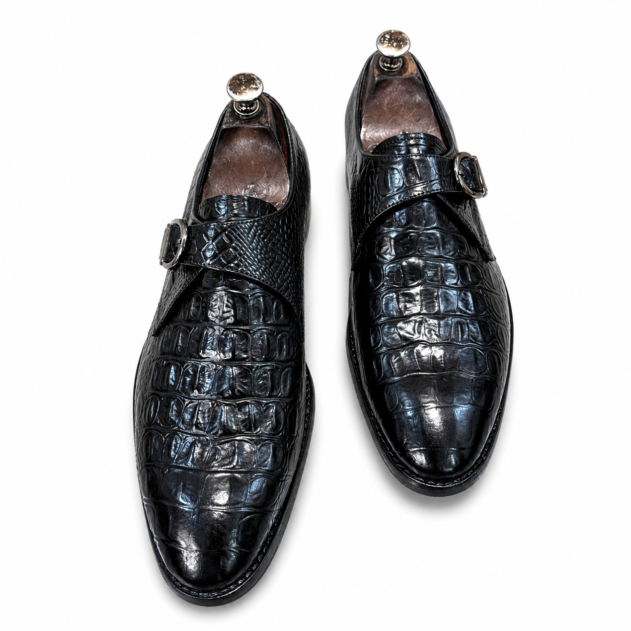 Single Monk Strap Black Croco