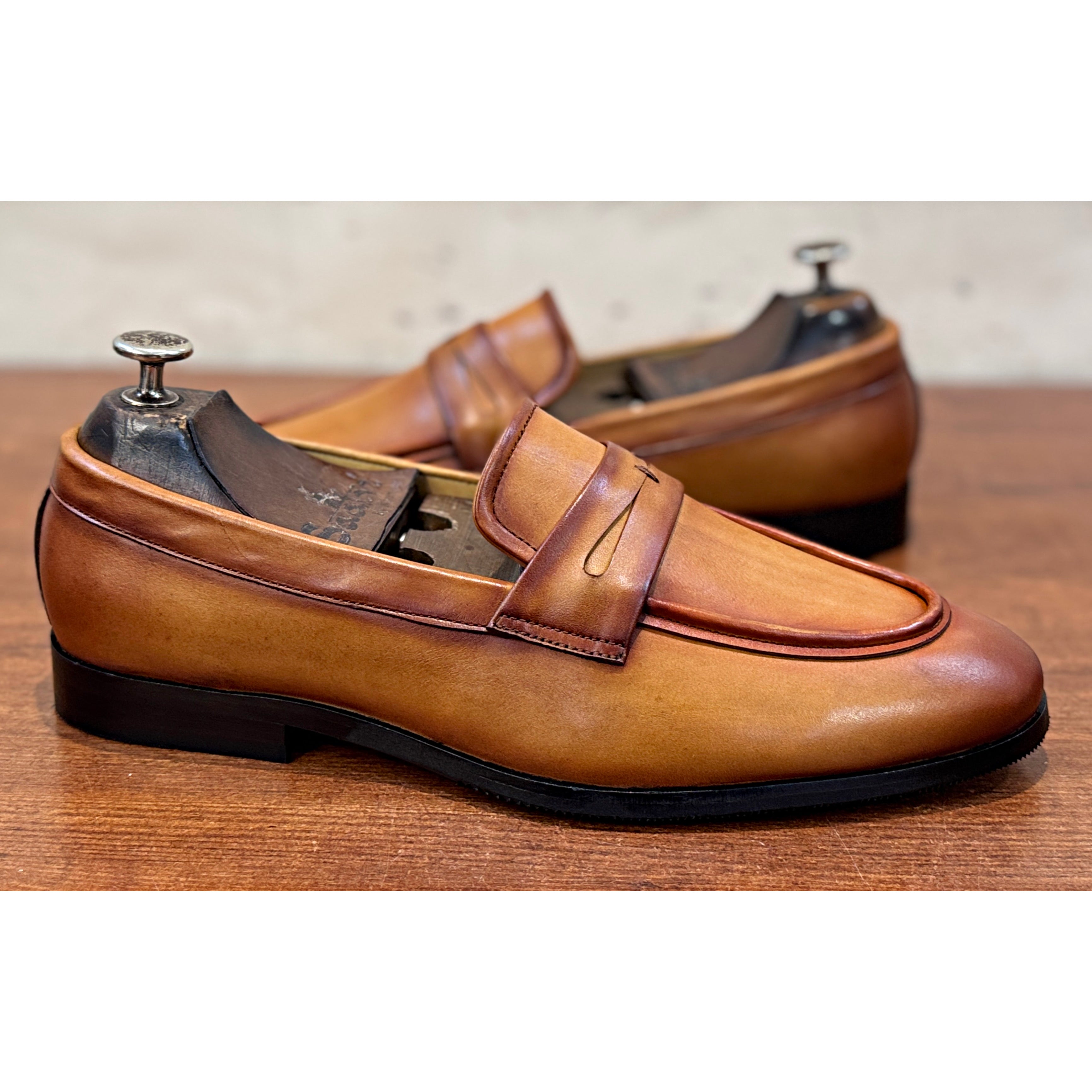 Classic Penny Leather Loafers – Tan Brown