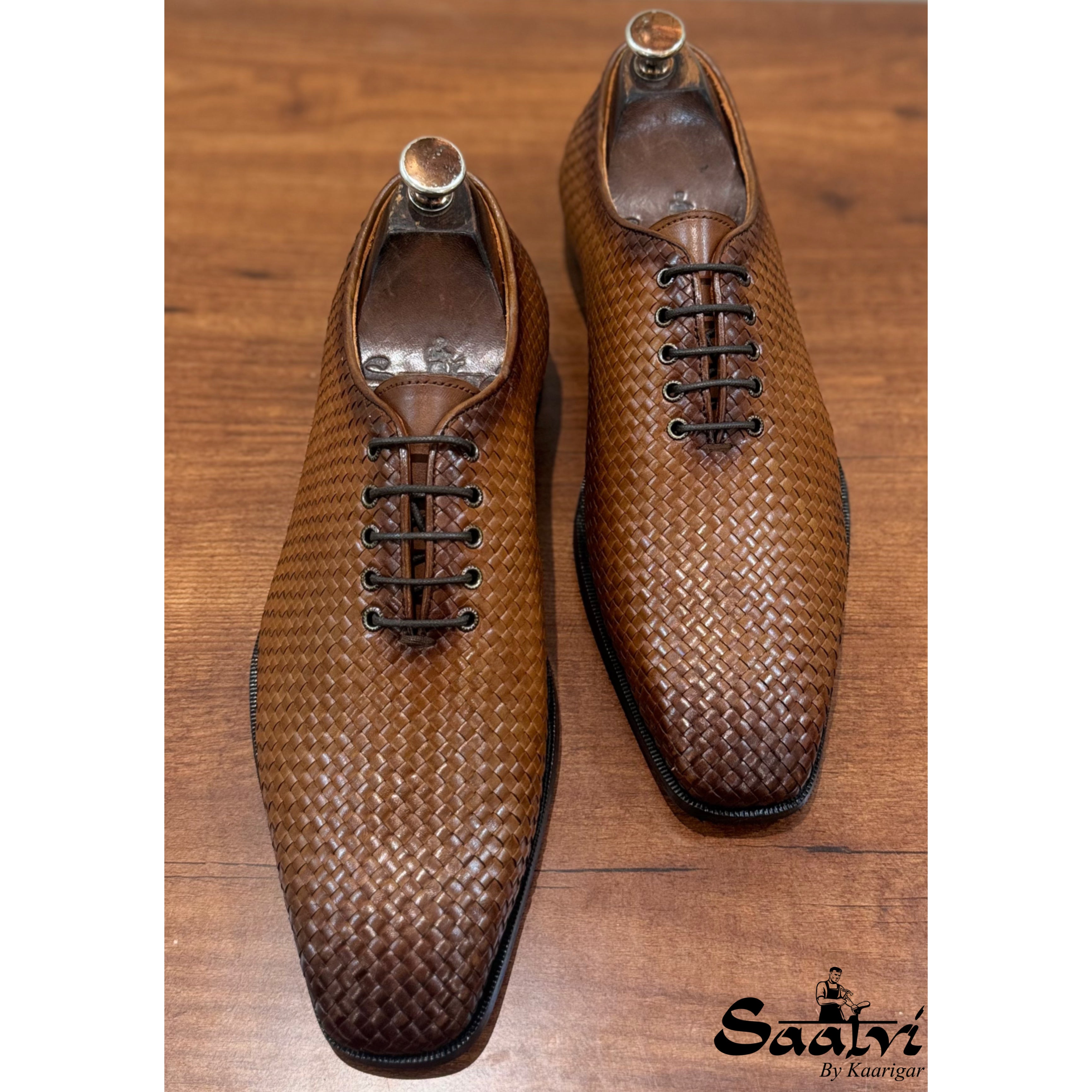 Tan Handwoven Wholecut Oxfords