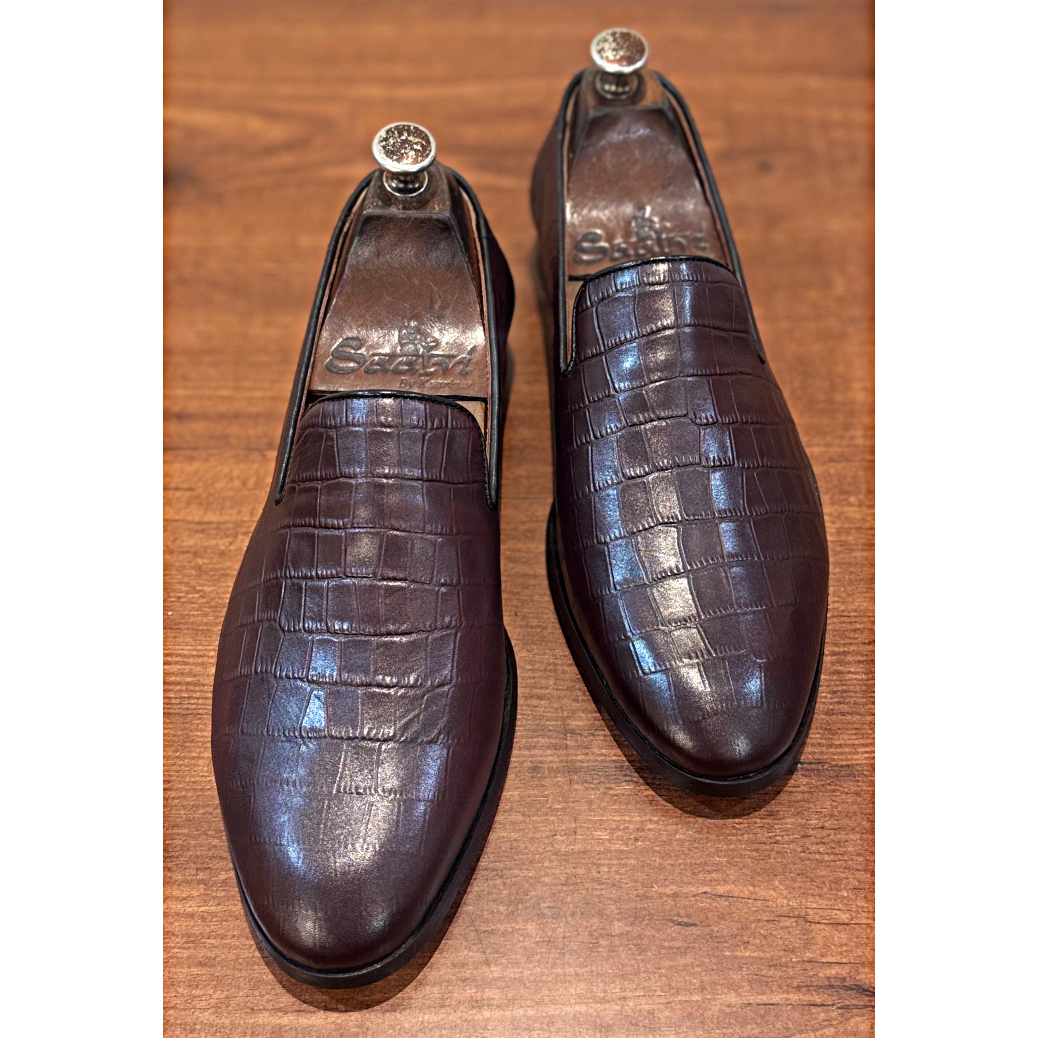 Brown Croco Loafers