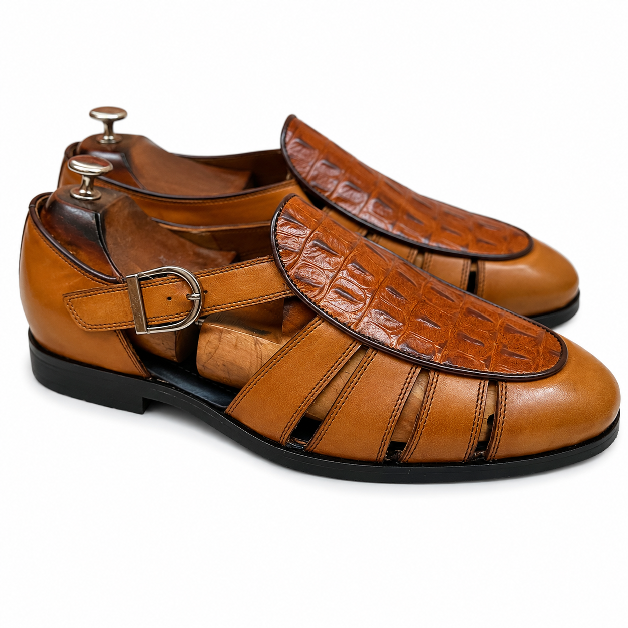 Tan Roman Sandal Croco