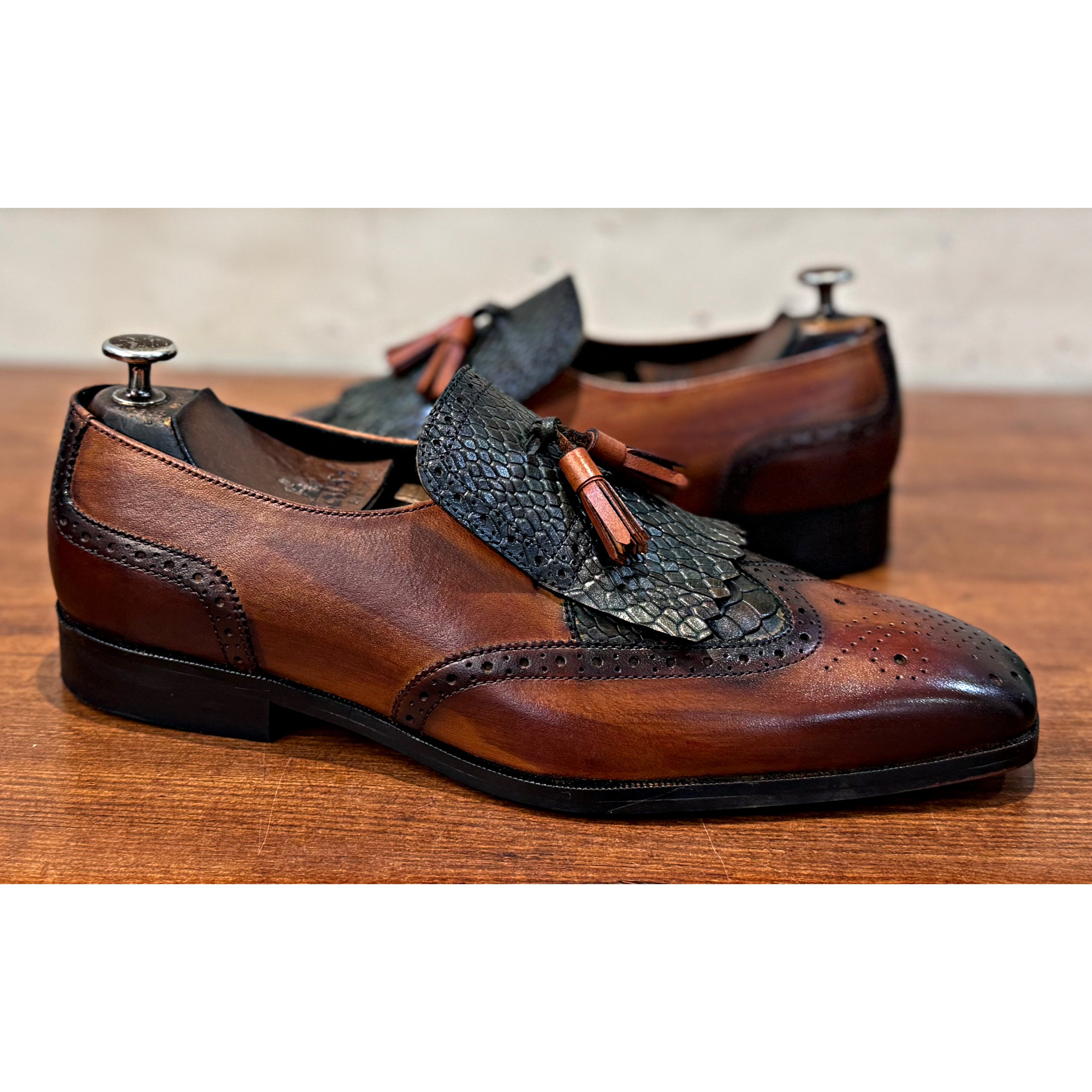 Regal Python Tassel Loafers Olive