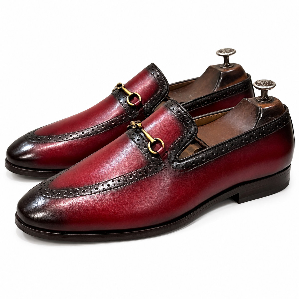 The Montclair Patina Horsebit Loafers – Burgundy