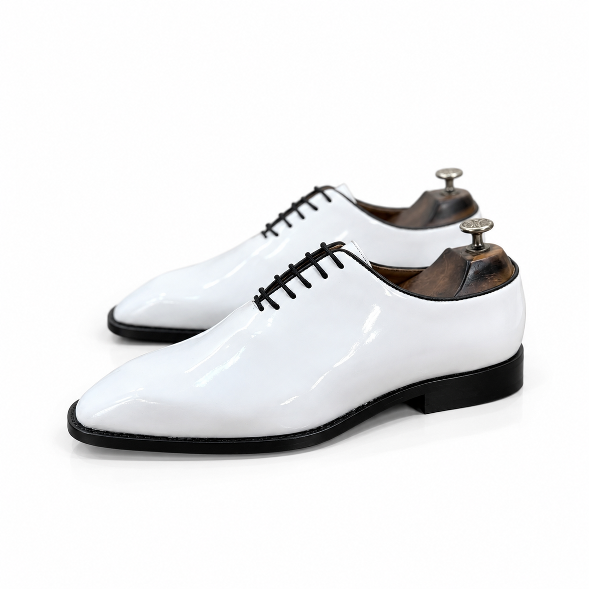 Ivory Sovereign — White Patent Leather Oxford Shoes