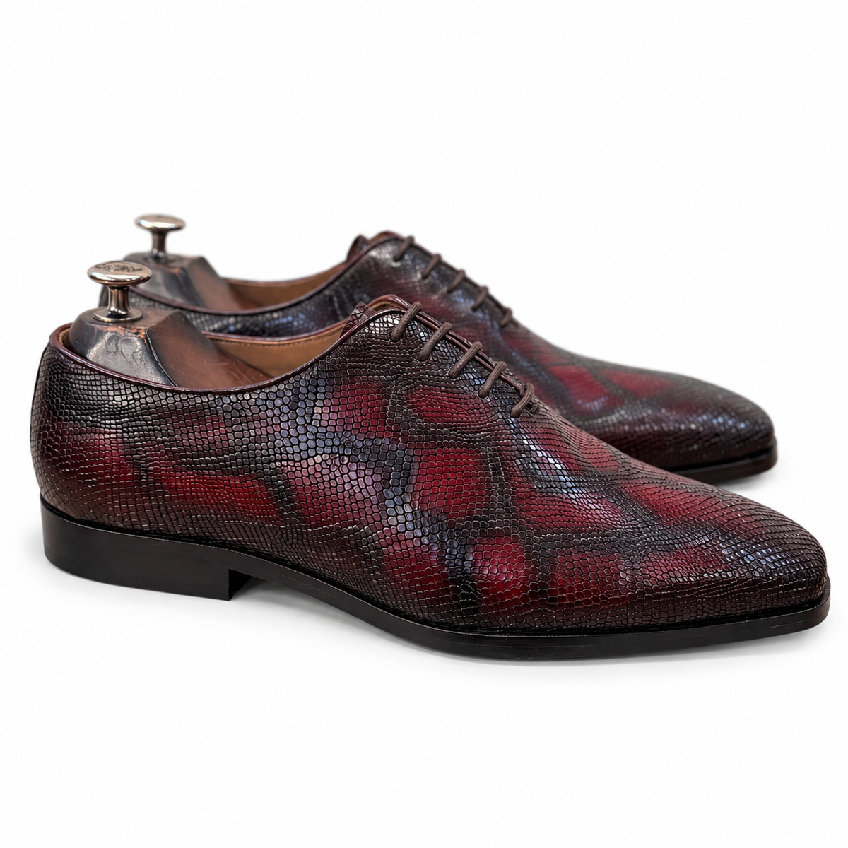 Bordeaux Noir Textured Oxford Shoes