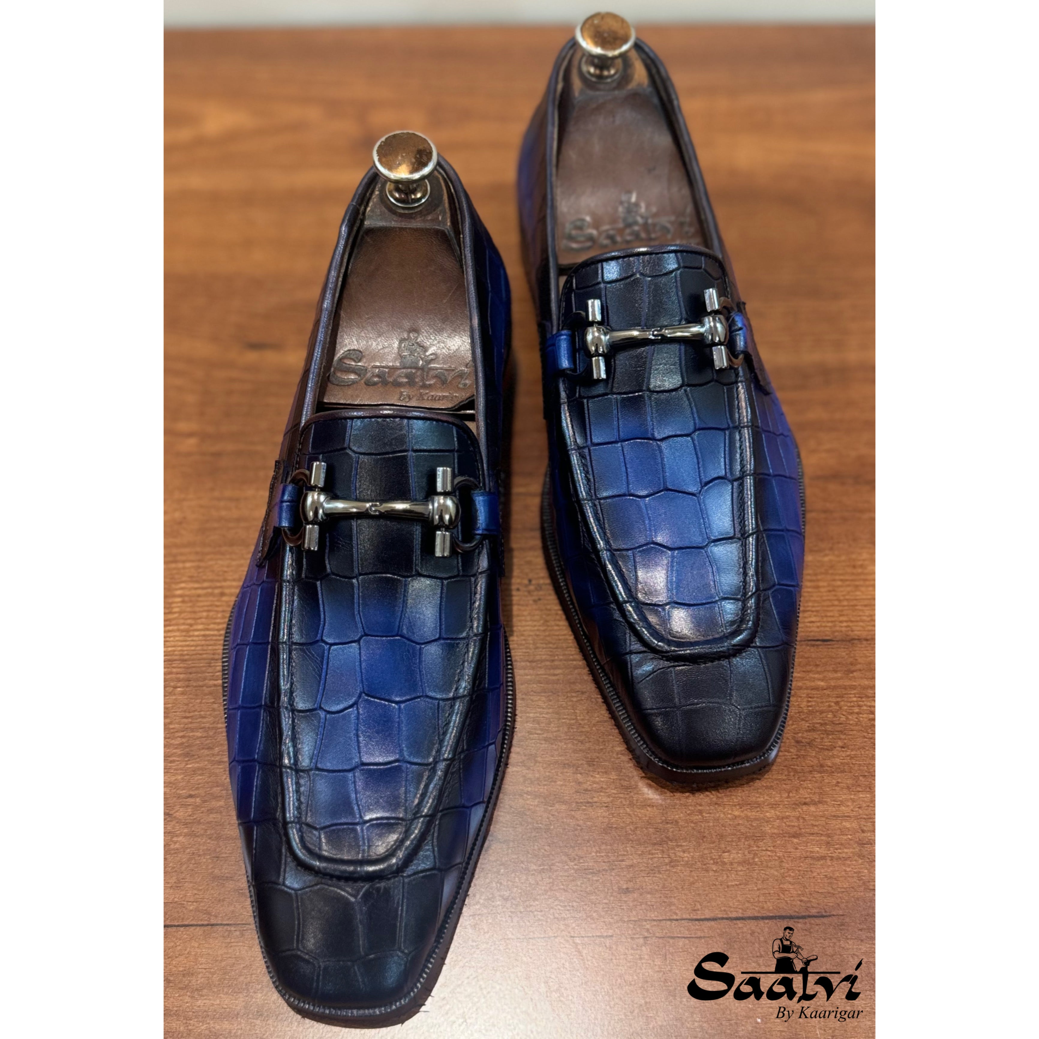 Classic Hand Patina Loafers Blue