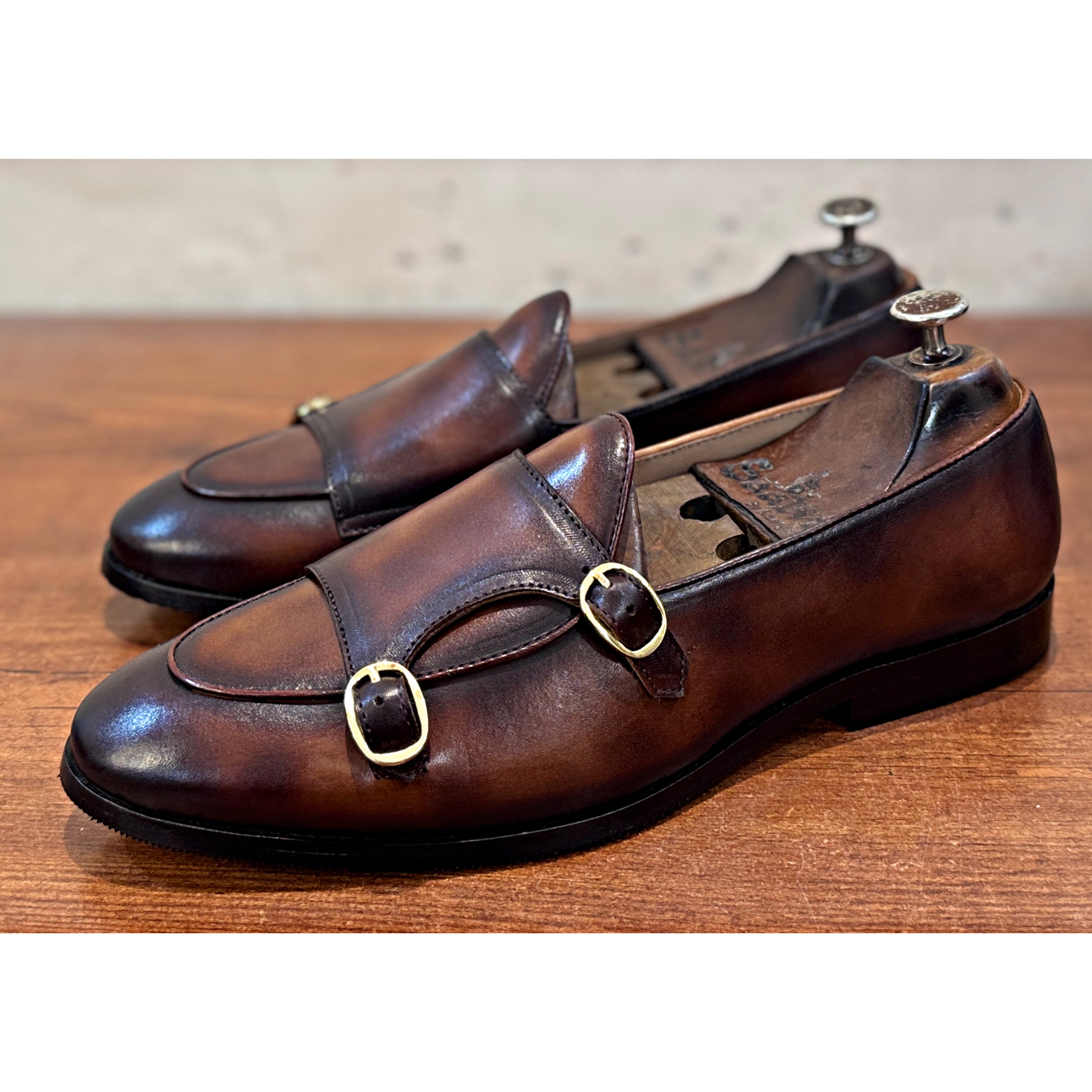 Cognac Prestige Double Monk Strap Loafers – Luxury Leather Slip-Ons