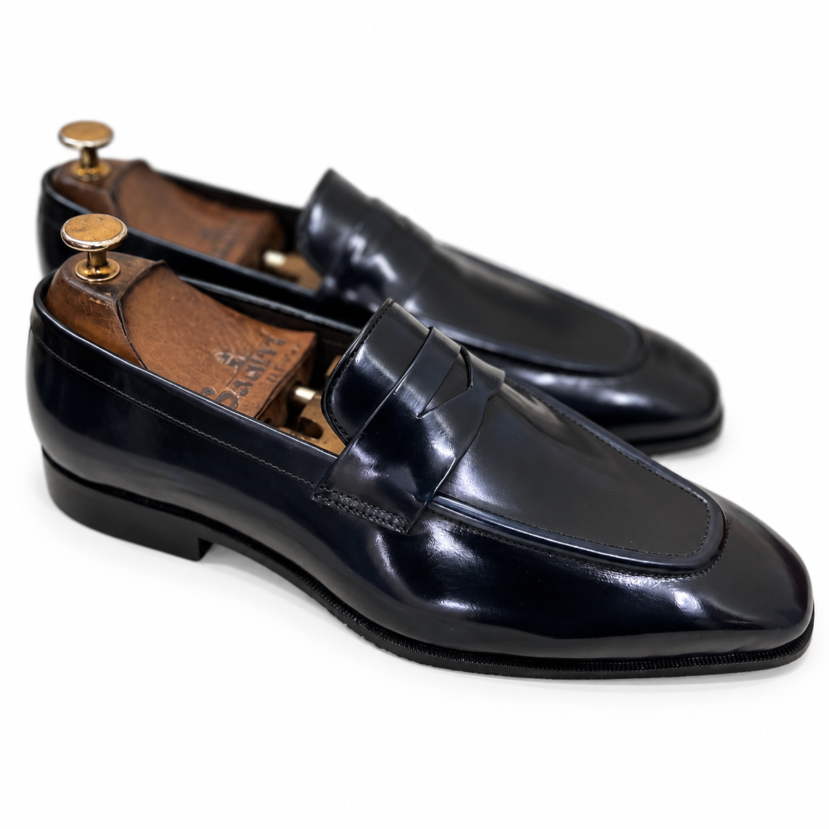 Noir Navy Penny Loafers