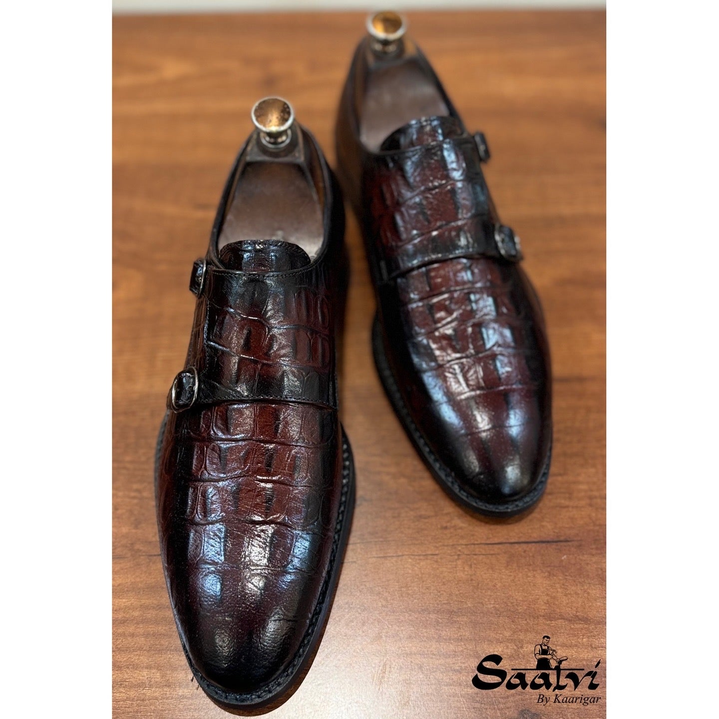Double Monk Strap Croco