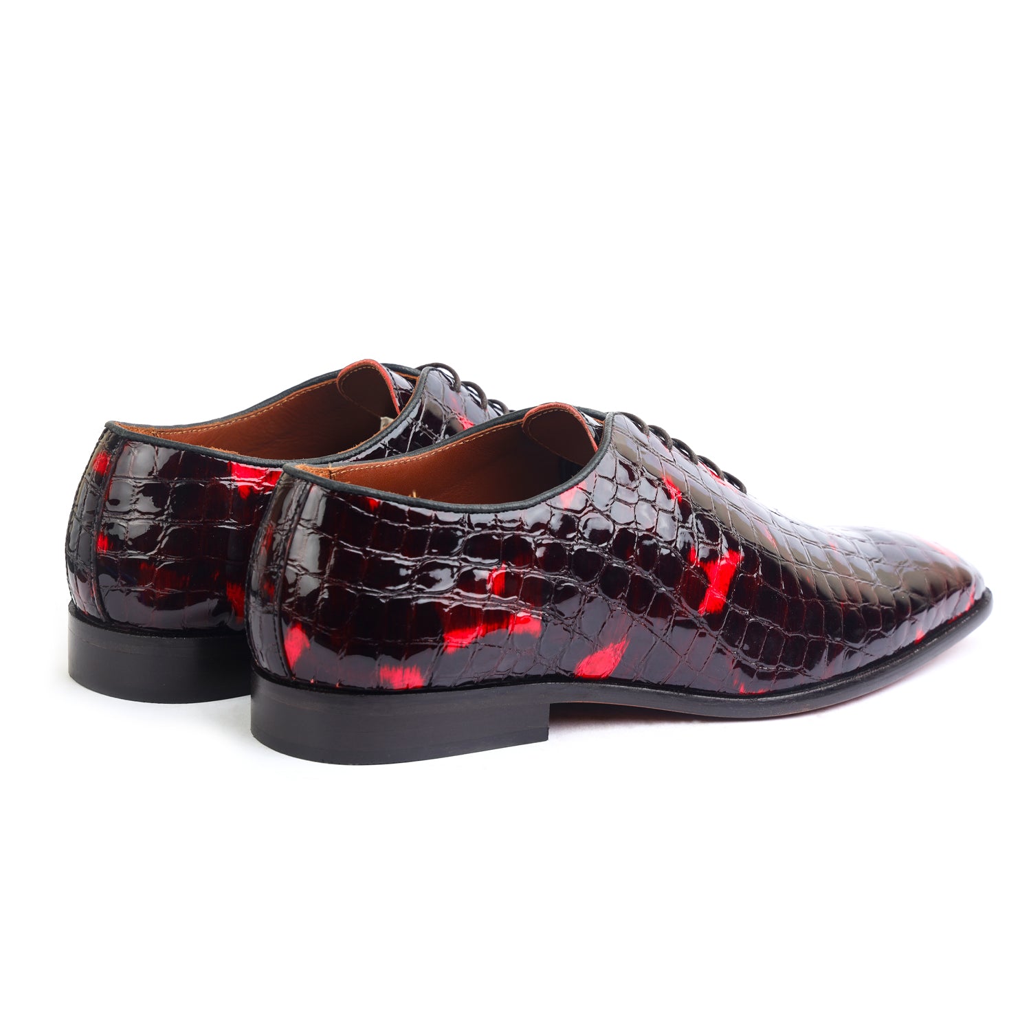 Patent Bordo Croco Wholecut Oxfords