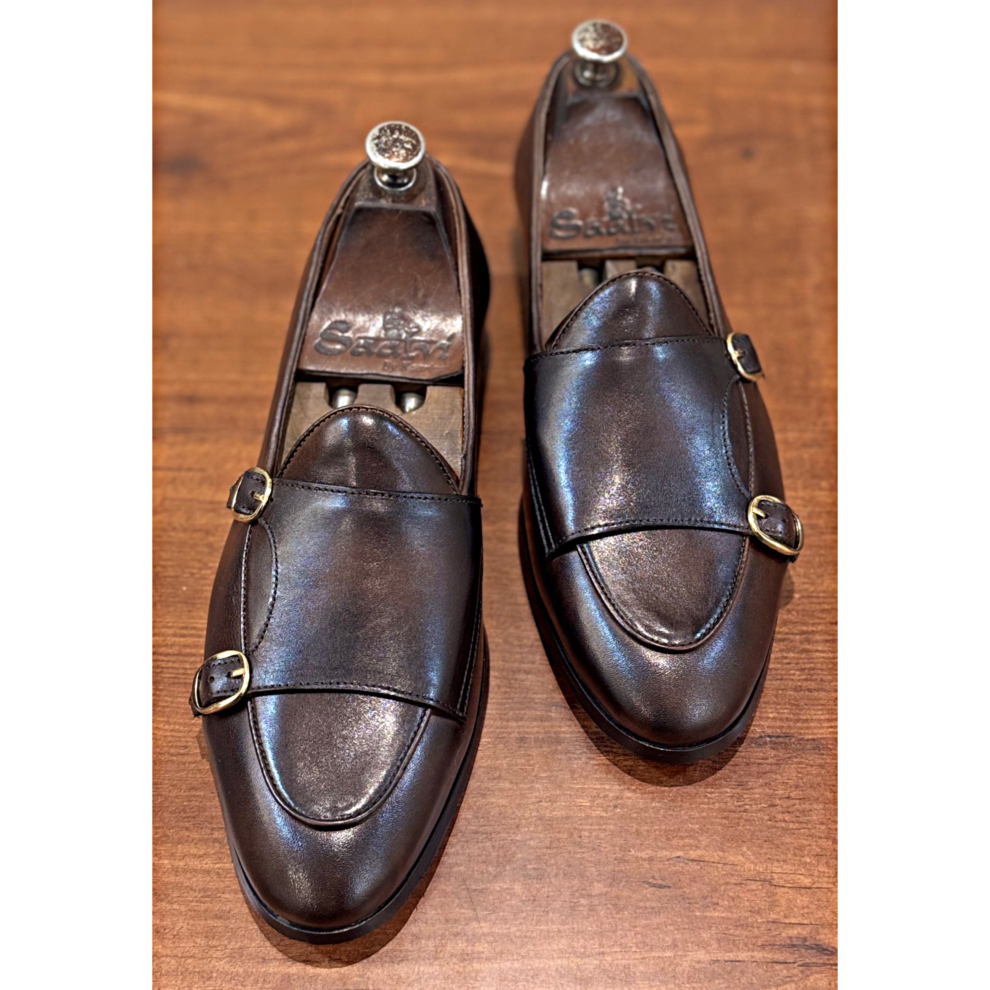 Brown Monk Strap Loafers Hand Patina