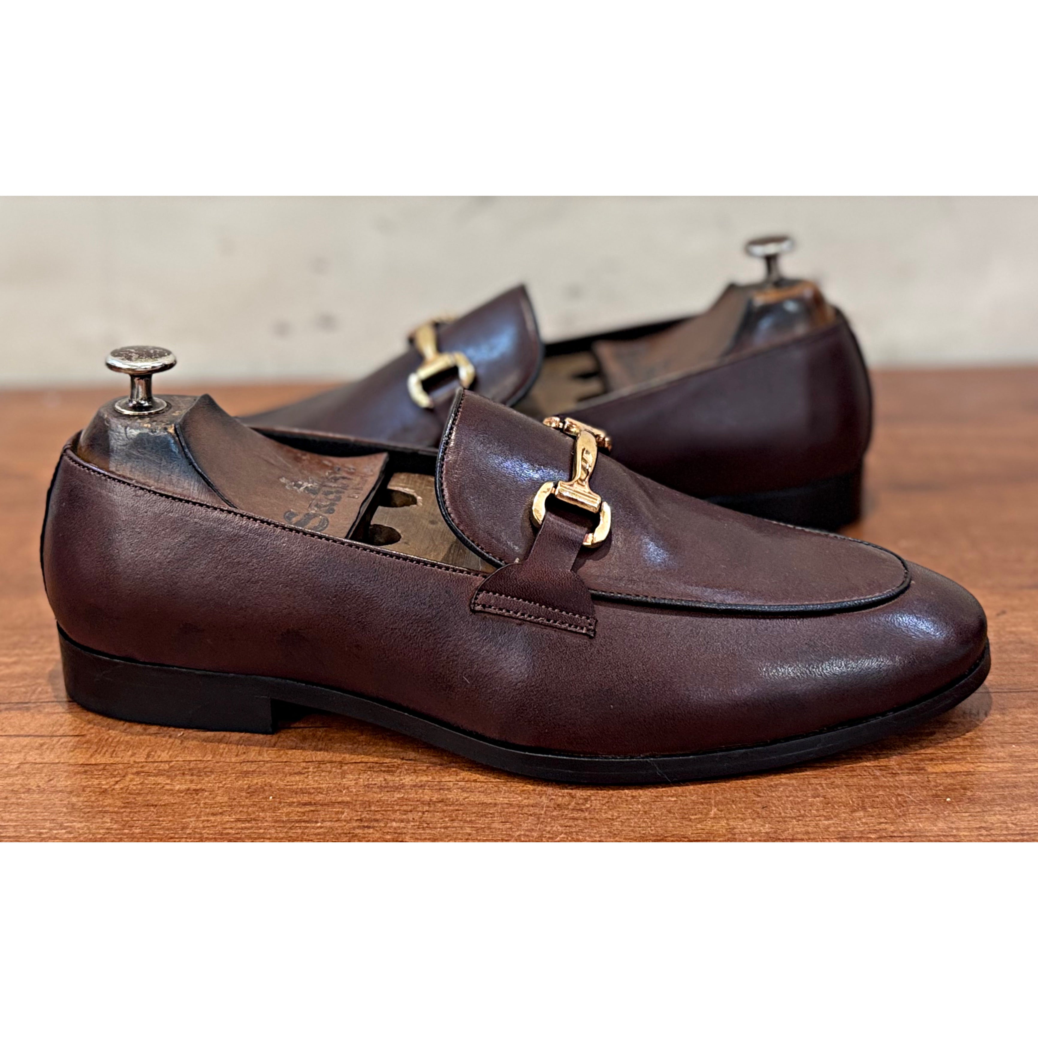 Brown Loafers With Metal Buckle
