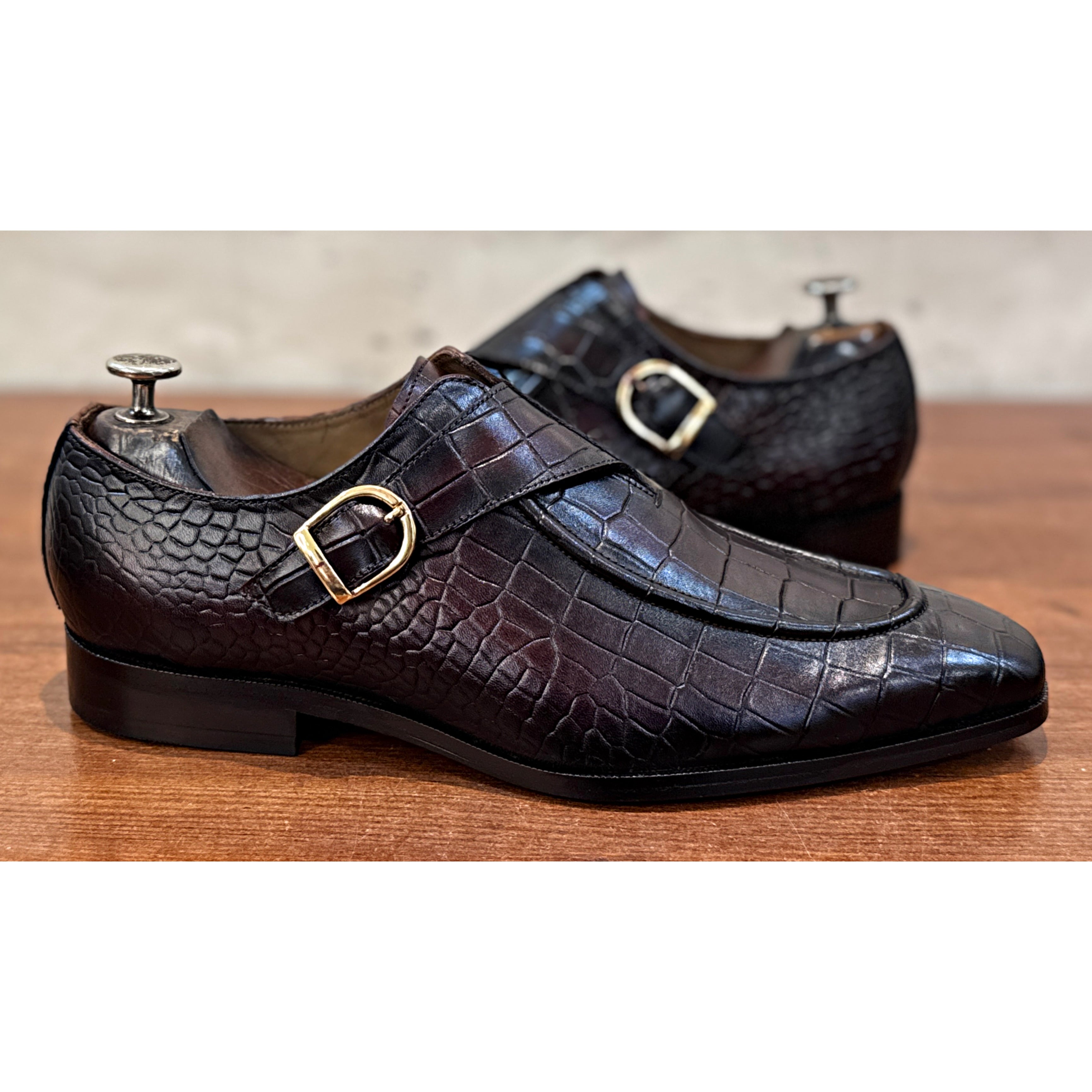 British Pointed Toe Single Monk – Dark Brown