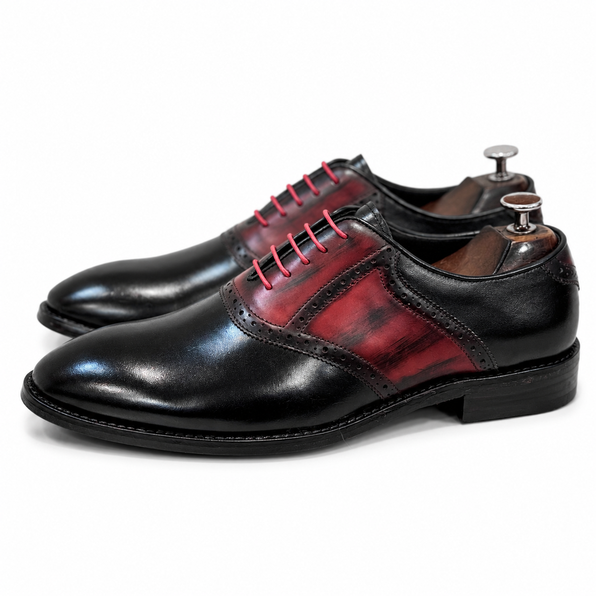 Crimson Noir Hand-Patina Oxford Brogues