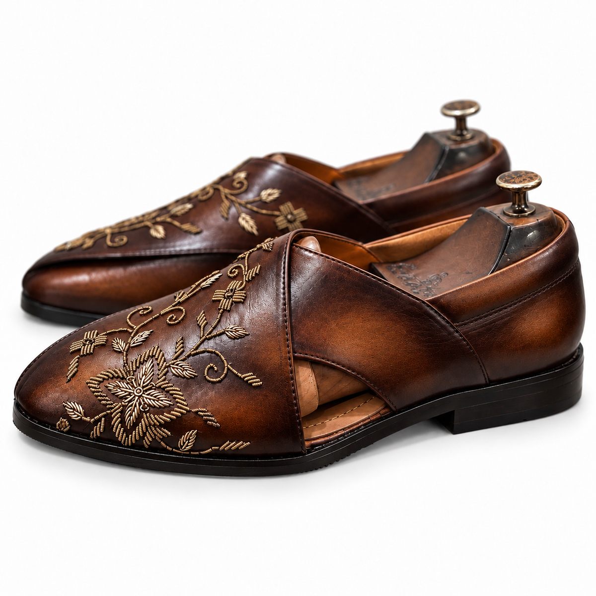 Mahogany Zari Peshwari Sandals