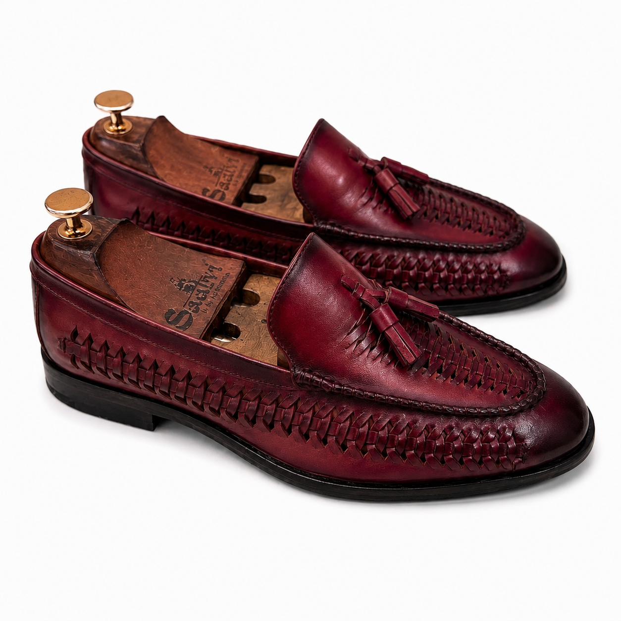 Bordeaux Intreccio Tassel Loafers