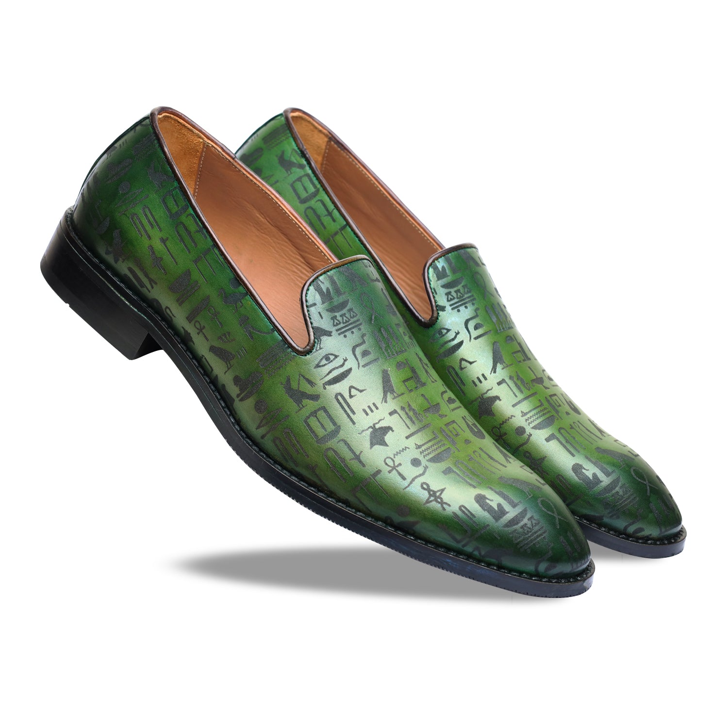 Amber Hand Patina Loafers Green