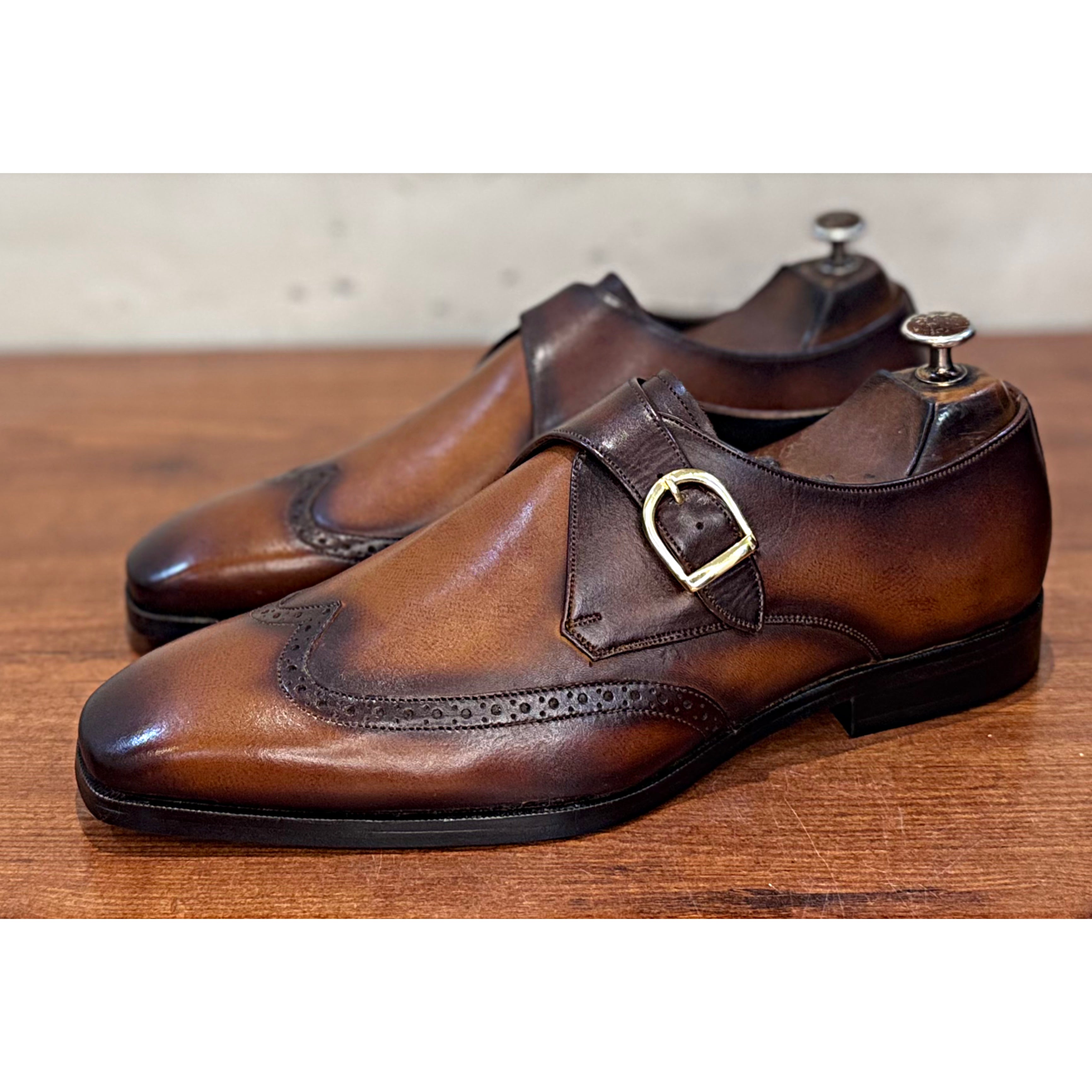 Single Monk Strap Hand Patina