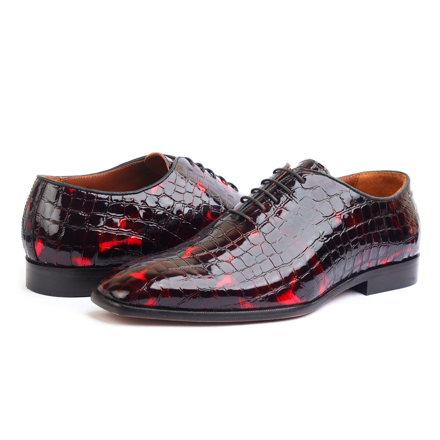 Patent Bordo Croco Wholecut Oxfords