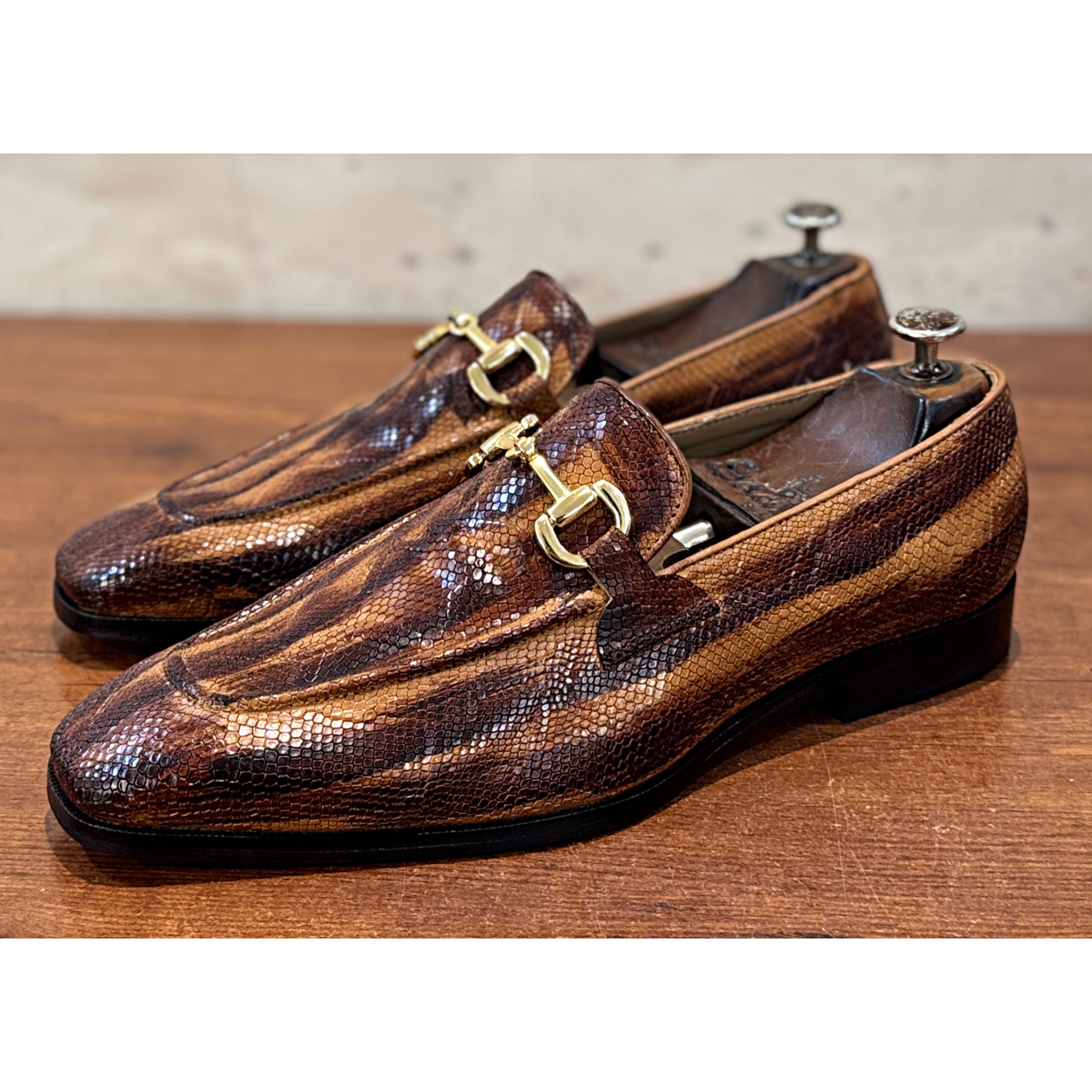 The Savannah Gold – Cognac Python Horsebit Loafers
