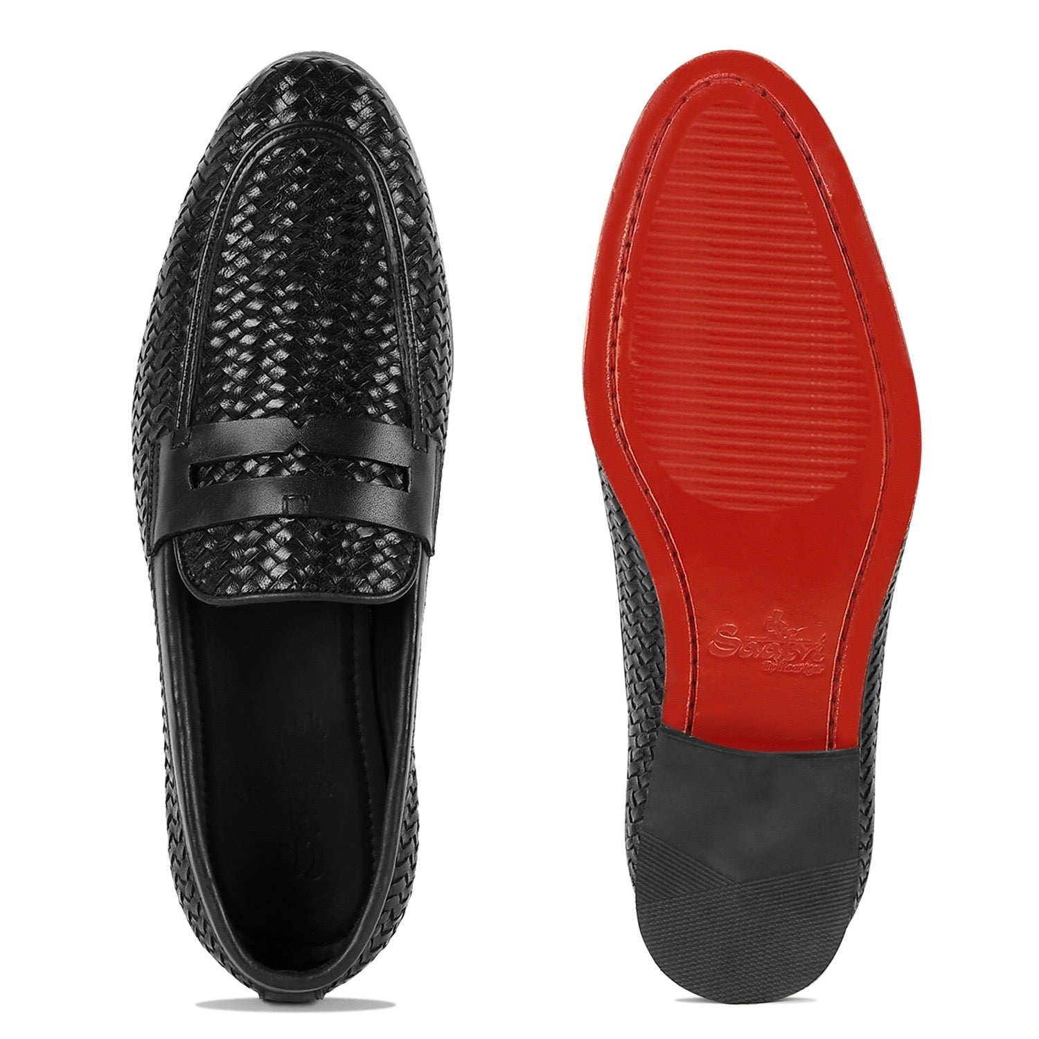Penny Loafers Weave Leather Black