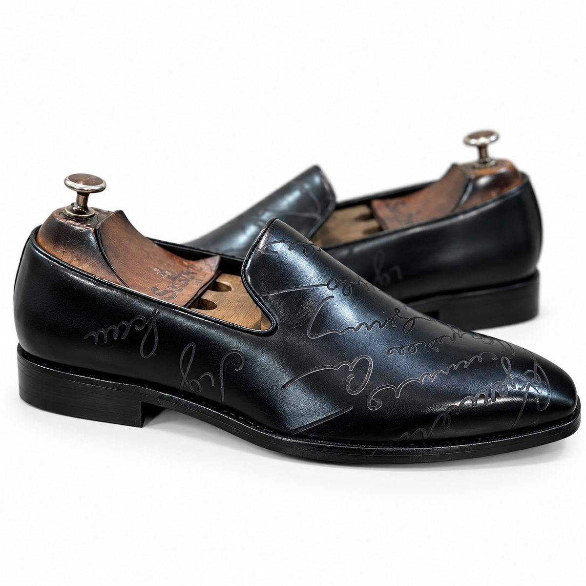 Saalvi Signature Black Embossed Loafers