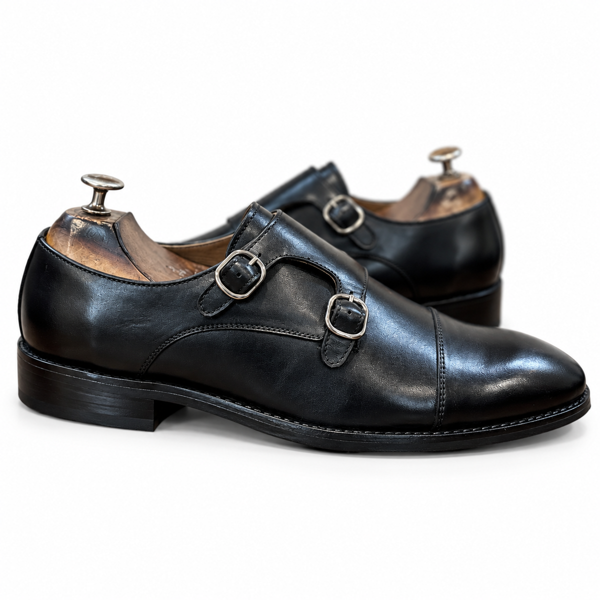 Noir Regent Double Monk Strap Shoes