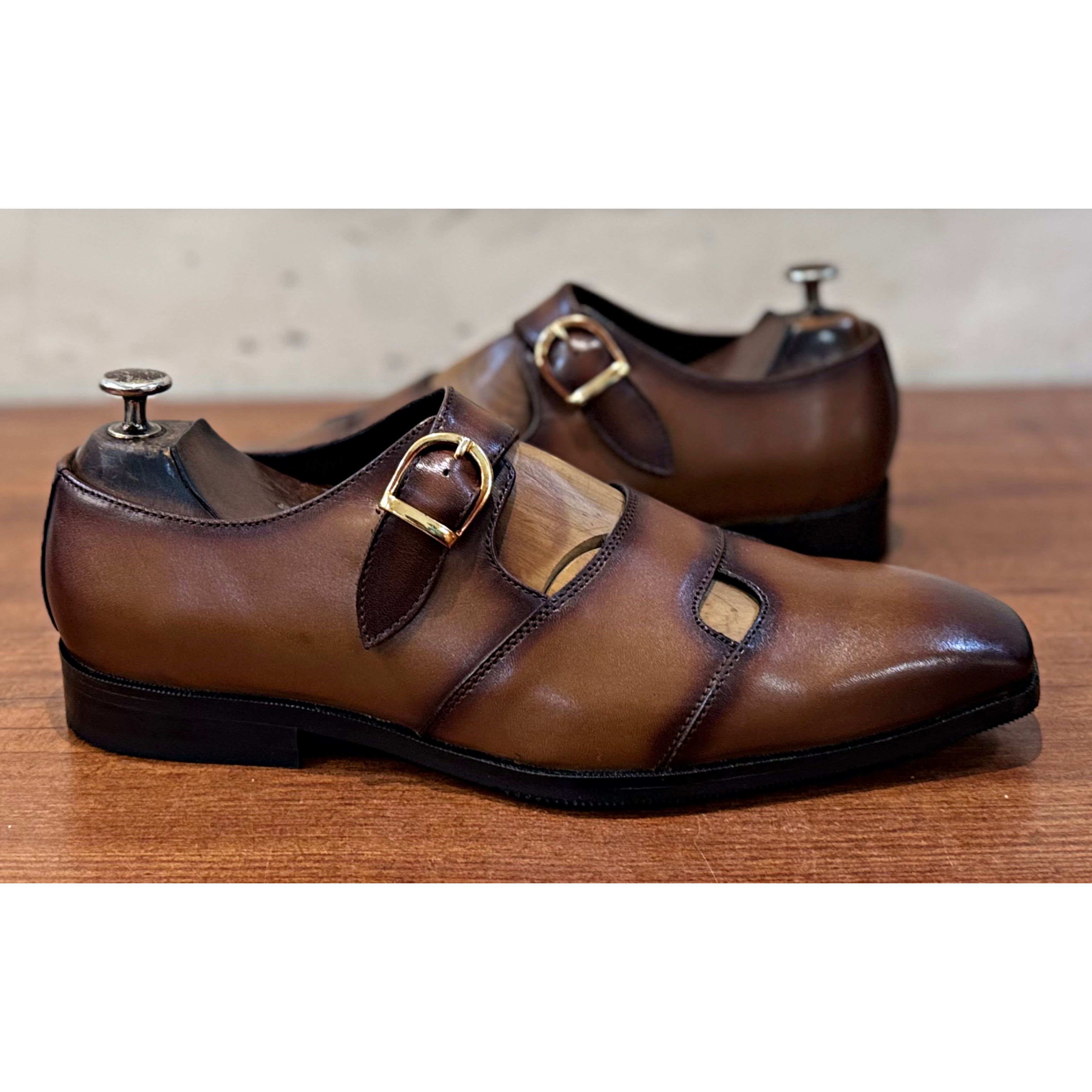 Tan Mirror Glossed Sandals