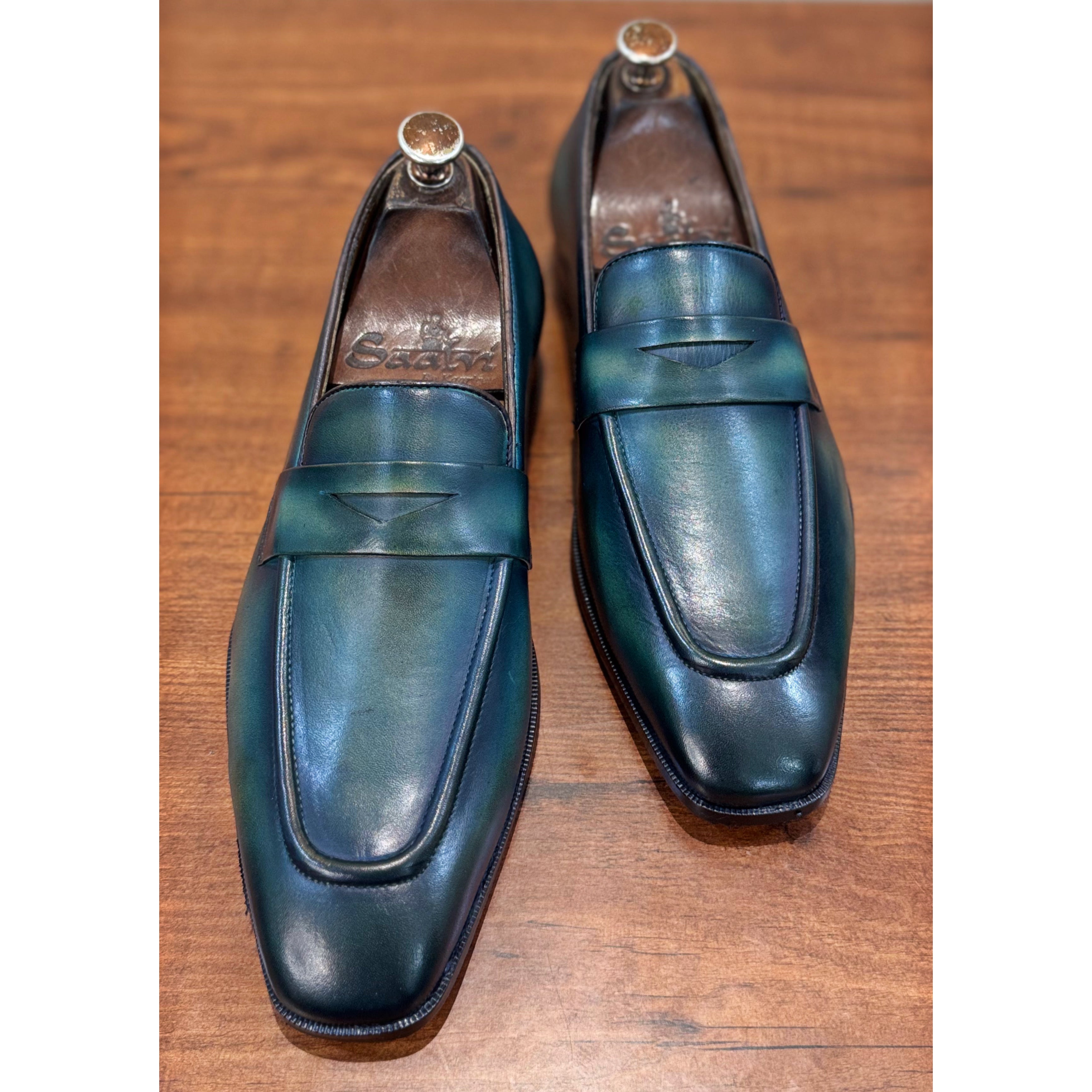 Penny Loafers Aqua Hand Patina