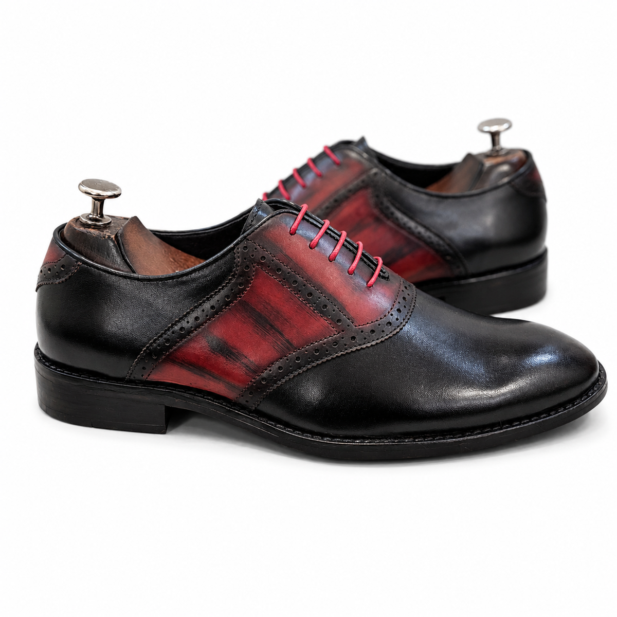 Crimson Noir Hand-Patina Oxford Brogues