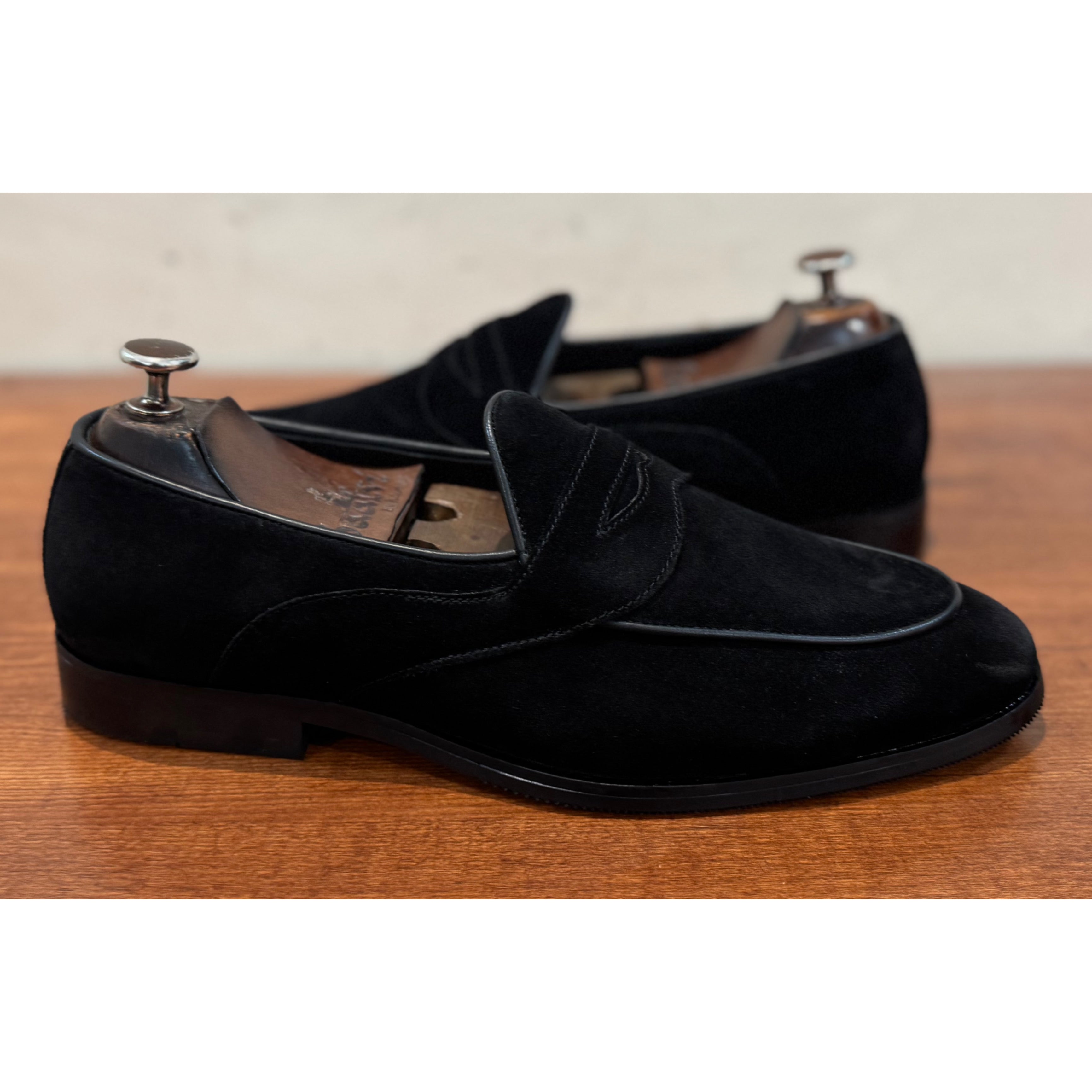 Full Saddle Penny Loafers Black