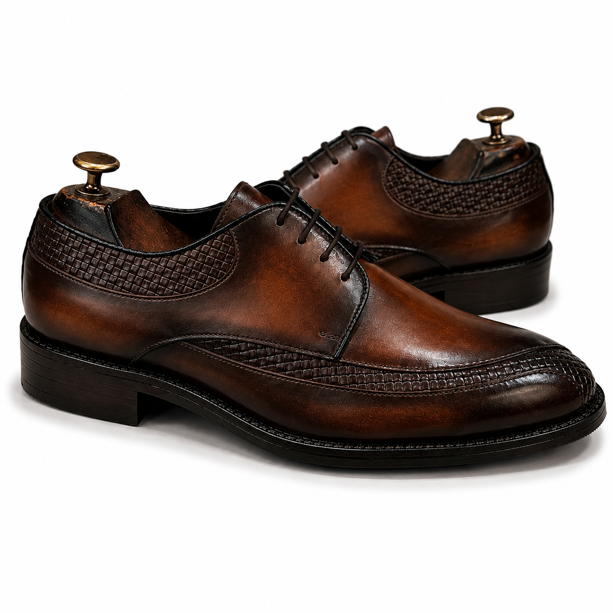 Espresso Royale Woven Leather Derby