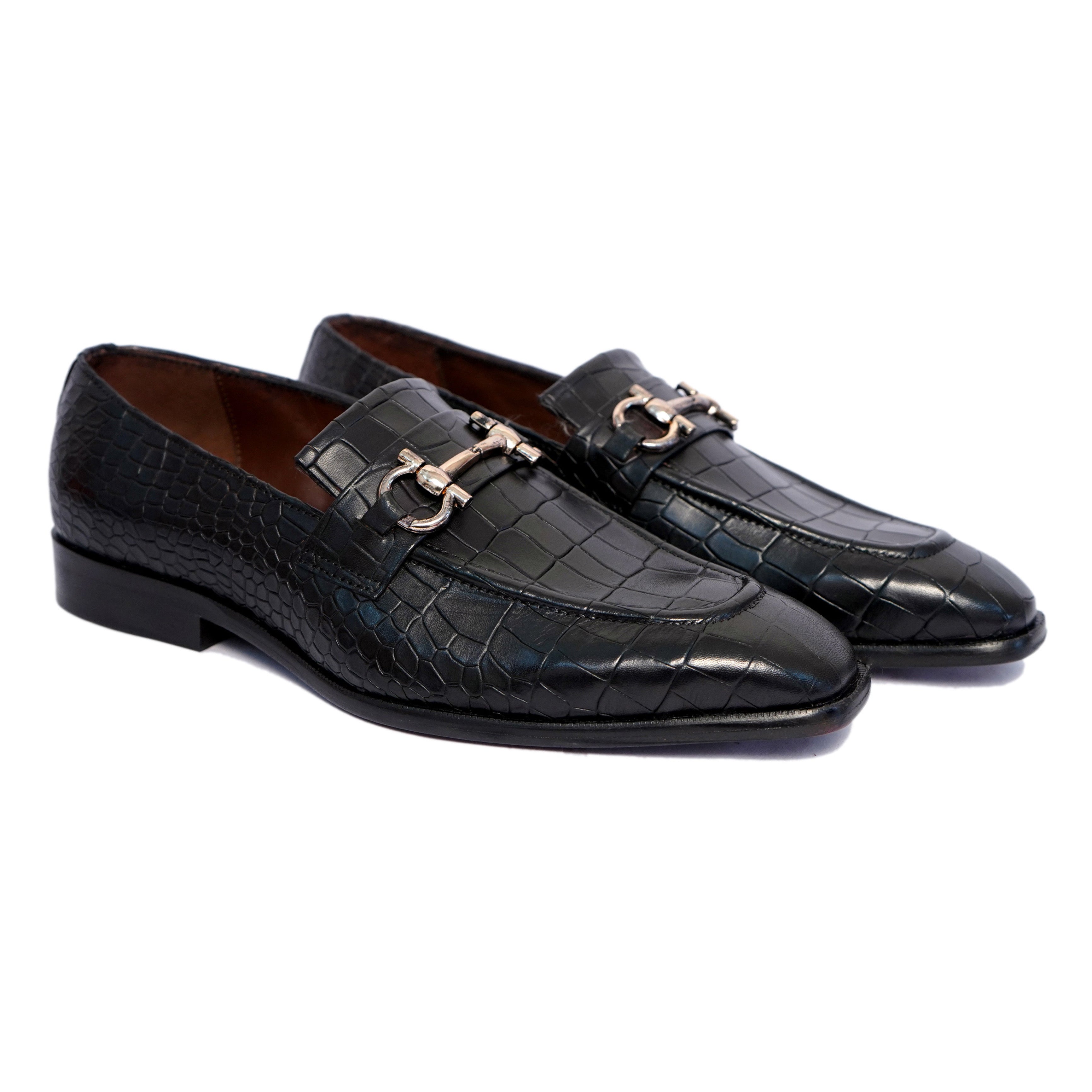 Croc-Embossed Horsebit Loafer