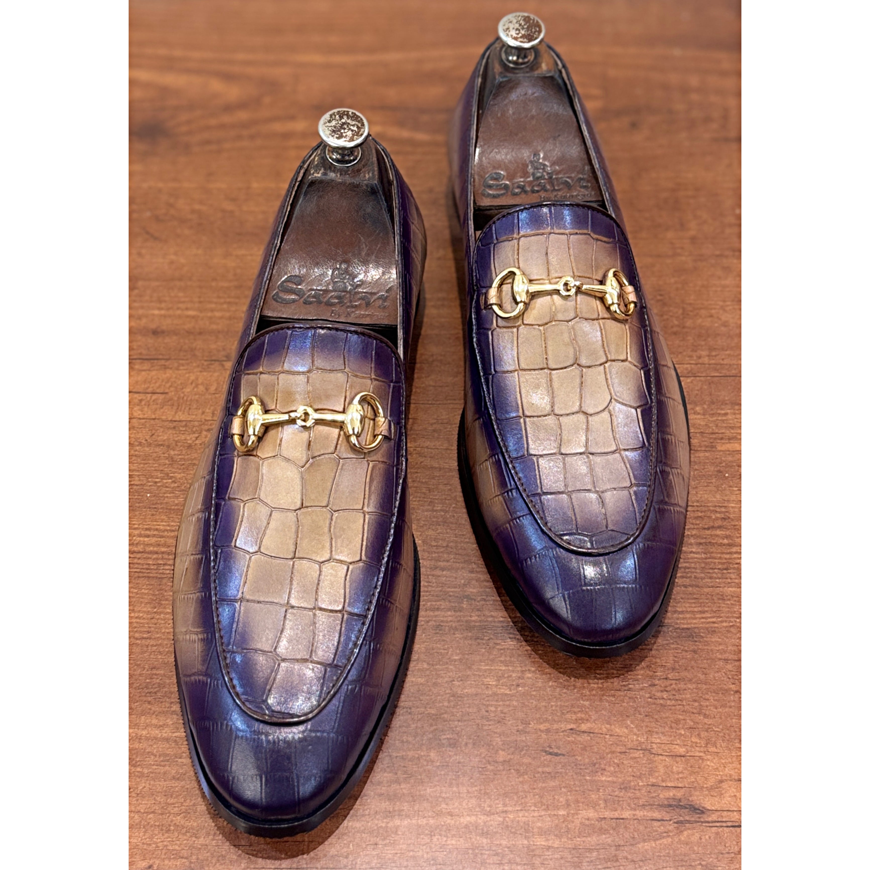 Purple Croco Horsebit Loafers for Men – Luxury Leather Slip-On Formal Shoes