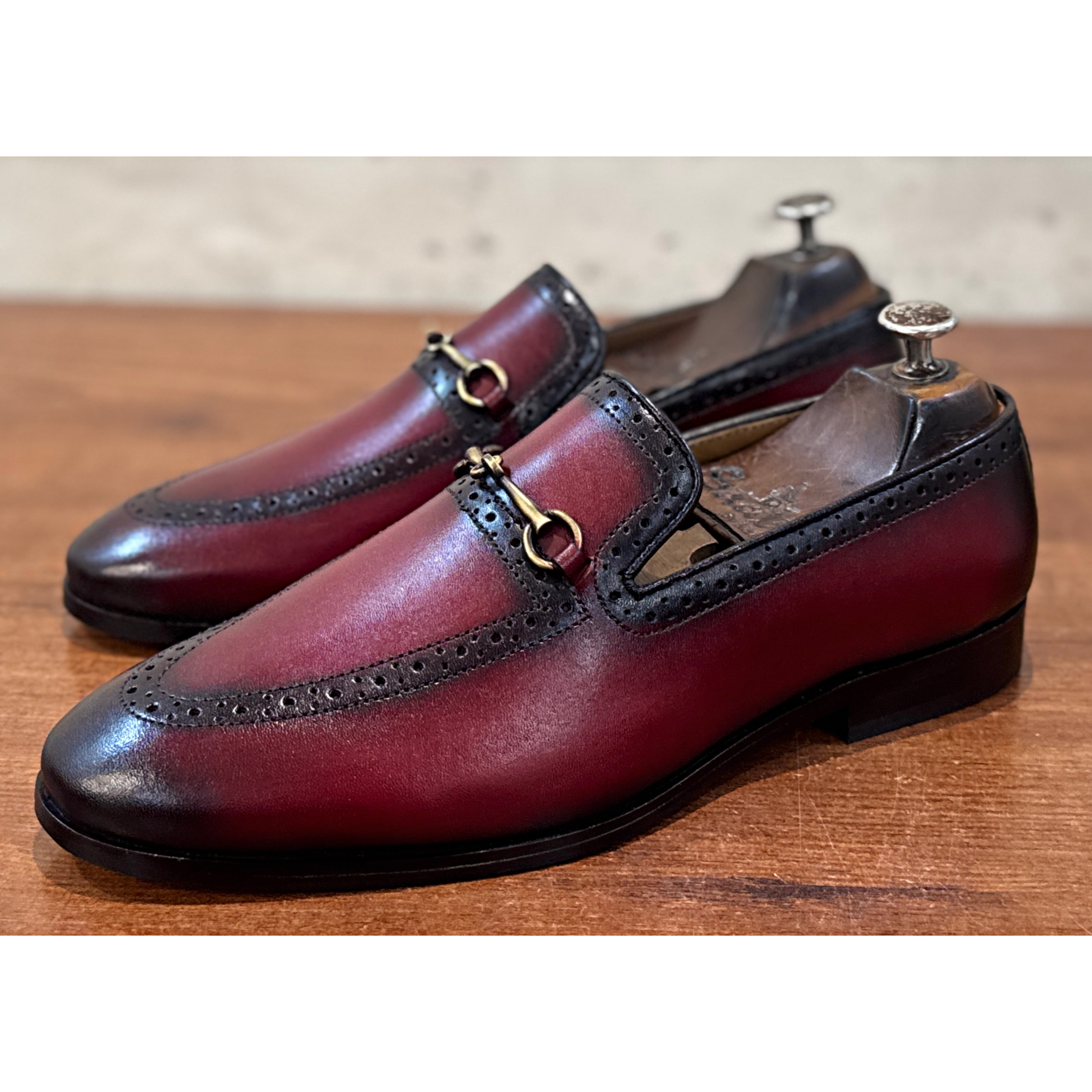 The Montclair Patina Horsebit Loafers – Burgundy