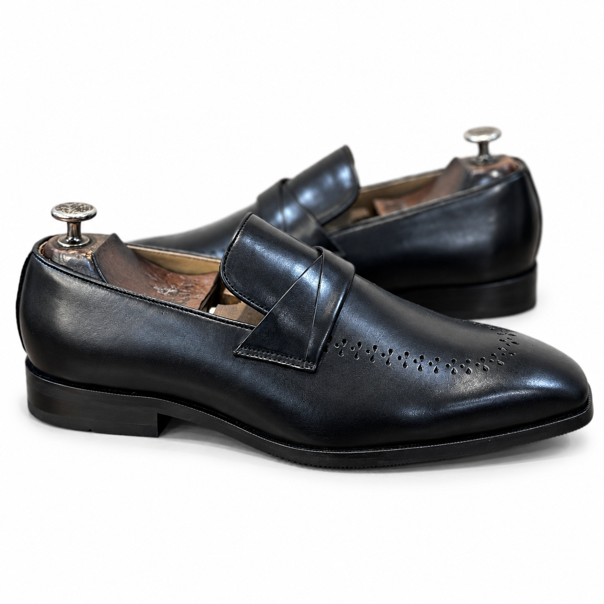 Myron Black Leather Loafers for Men