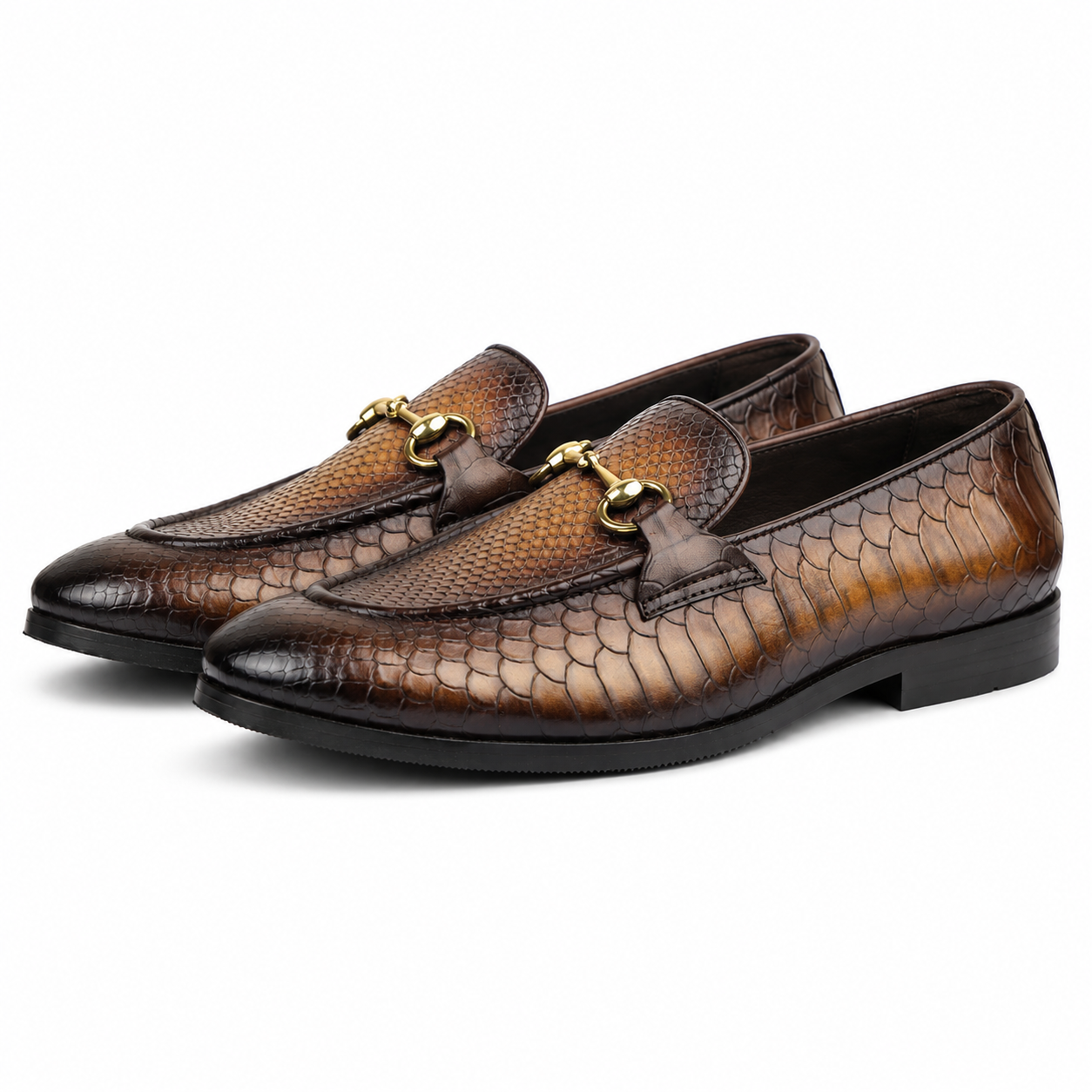 The Kensington Python Horsebit Loafers – Cognac Brown