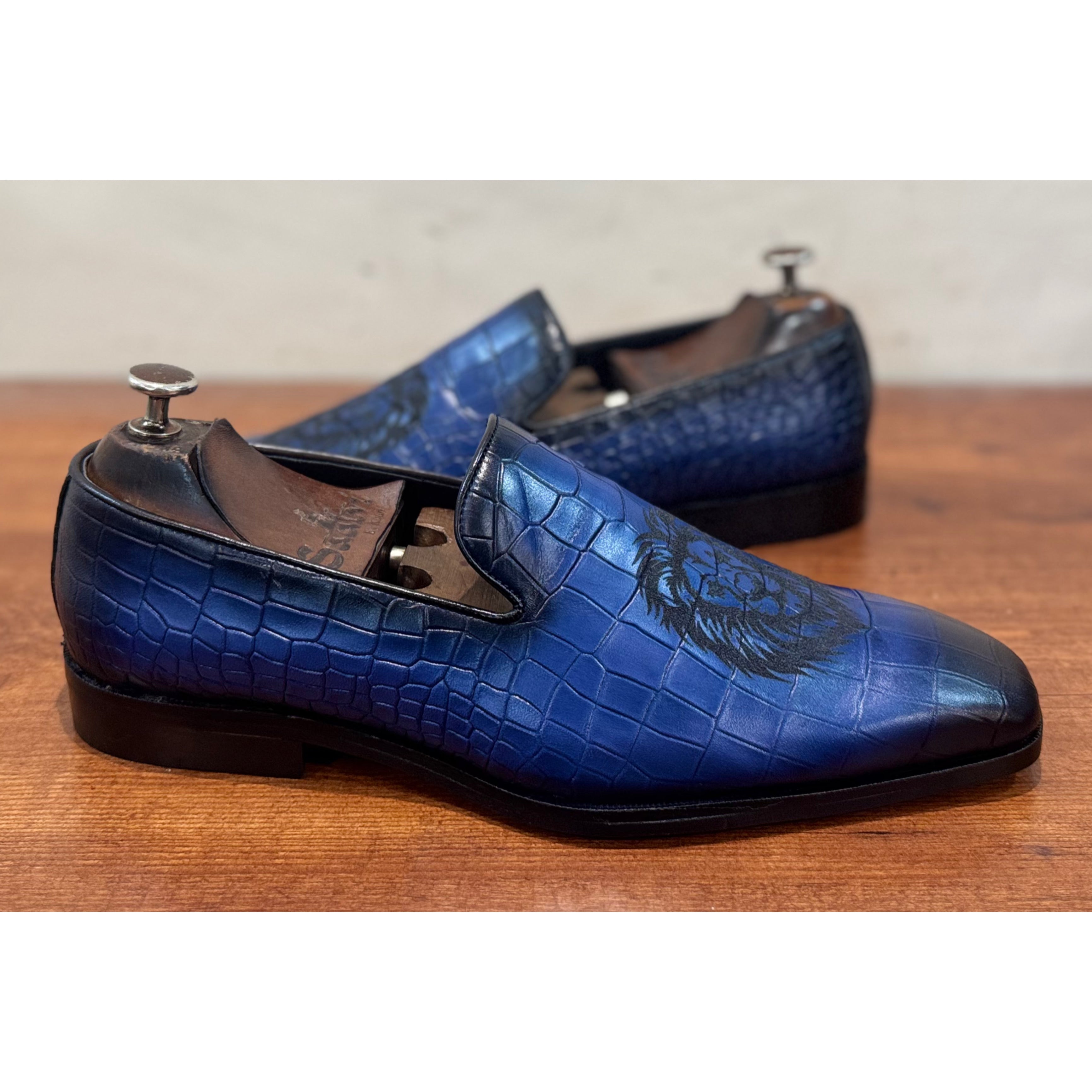 Blue Tiger Hand Finished Loafers