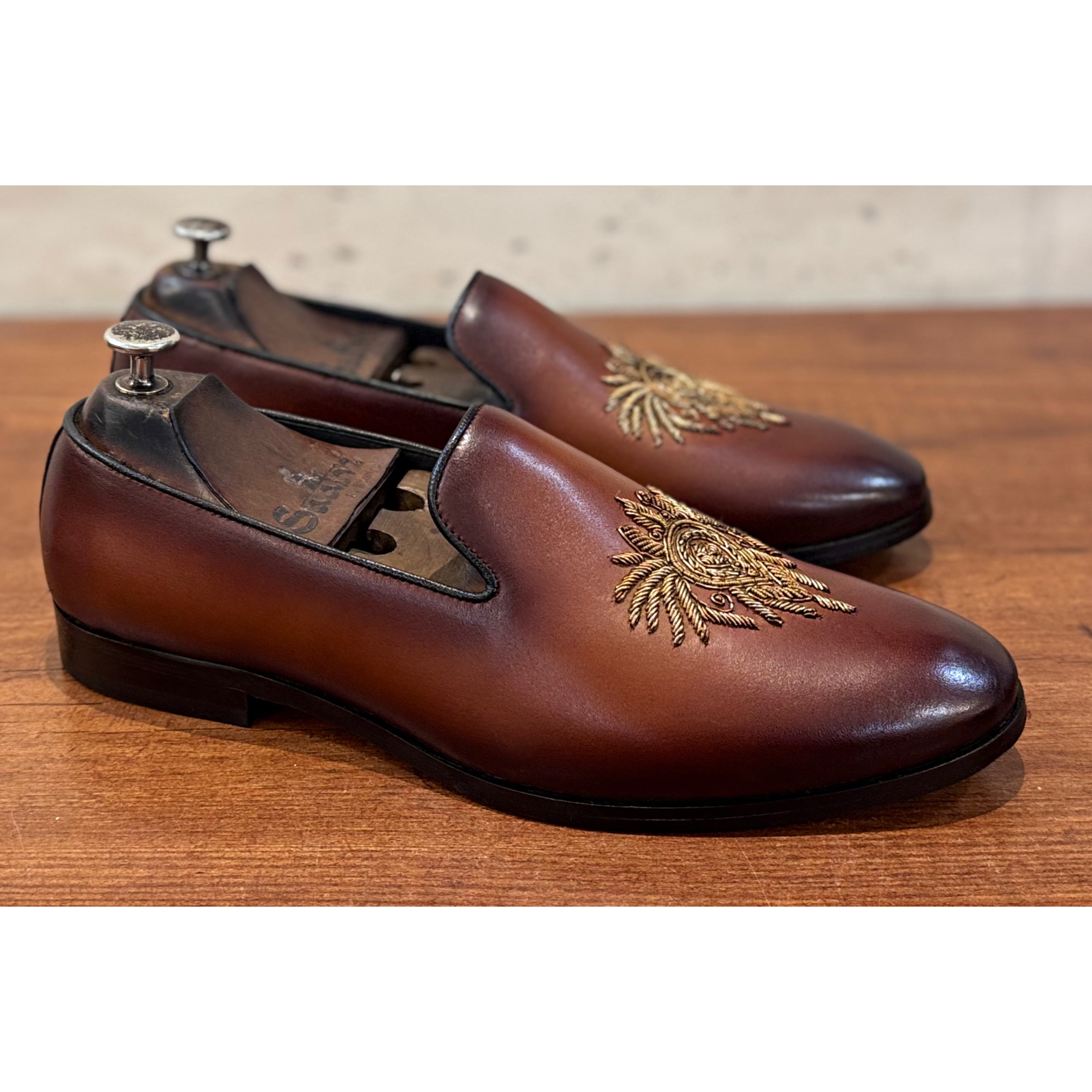 Aarambh - Embroidery Slipons Brown