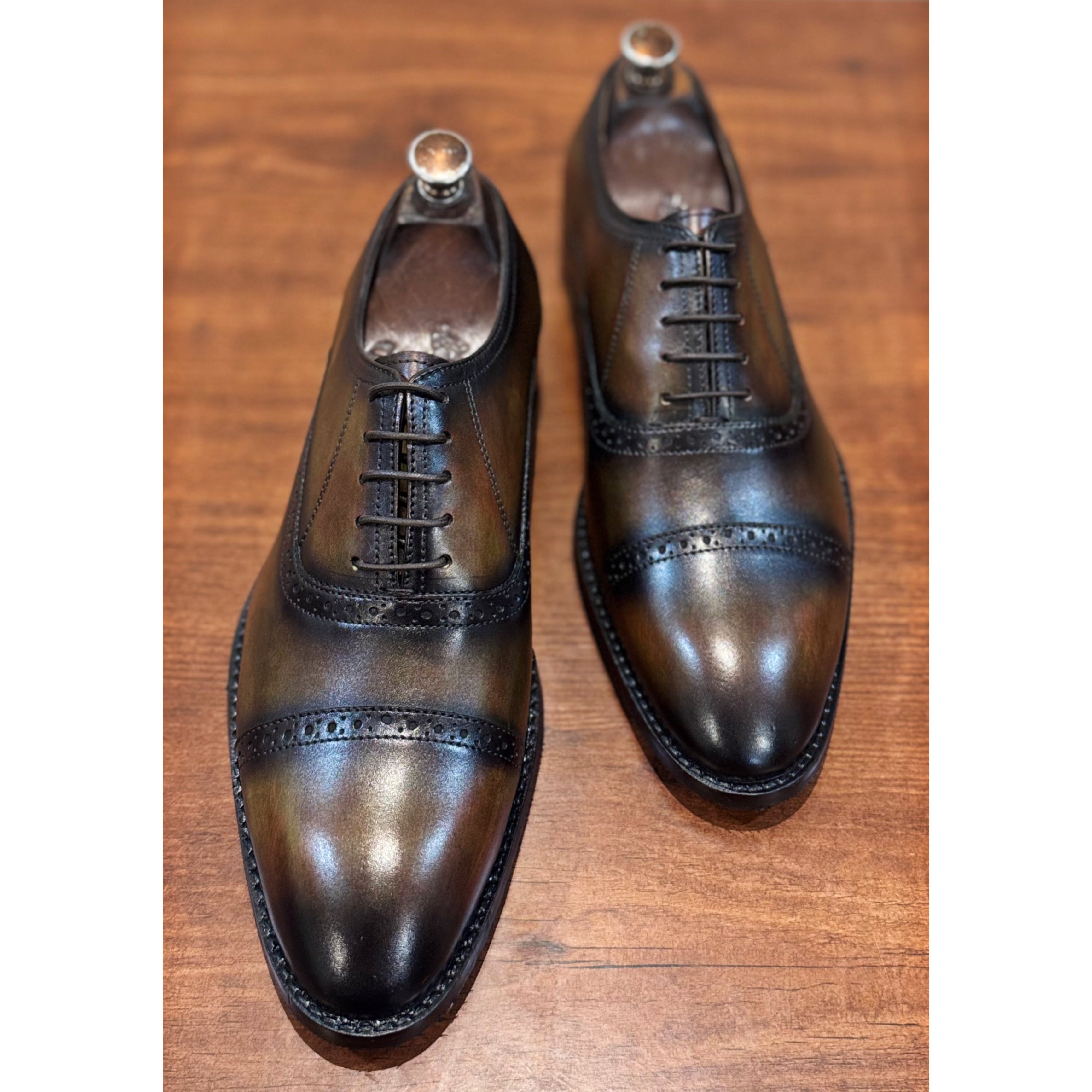 Brown Burnished Hand Patina Oxfords