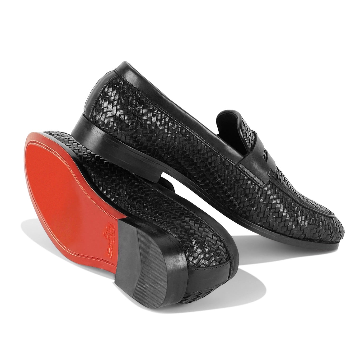 Penny Loafers Weave Leather Black