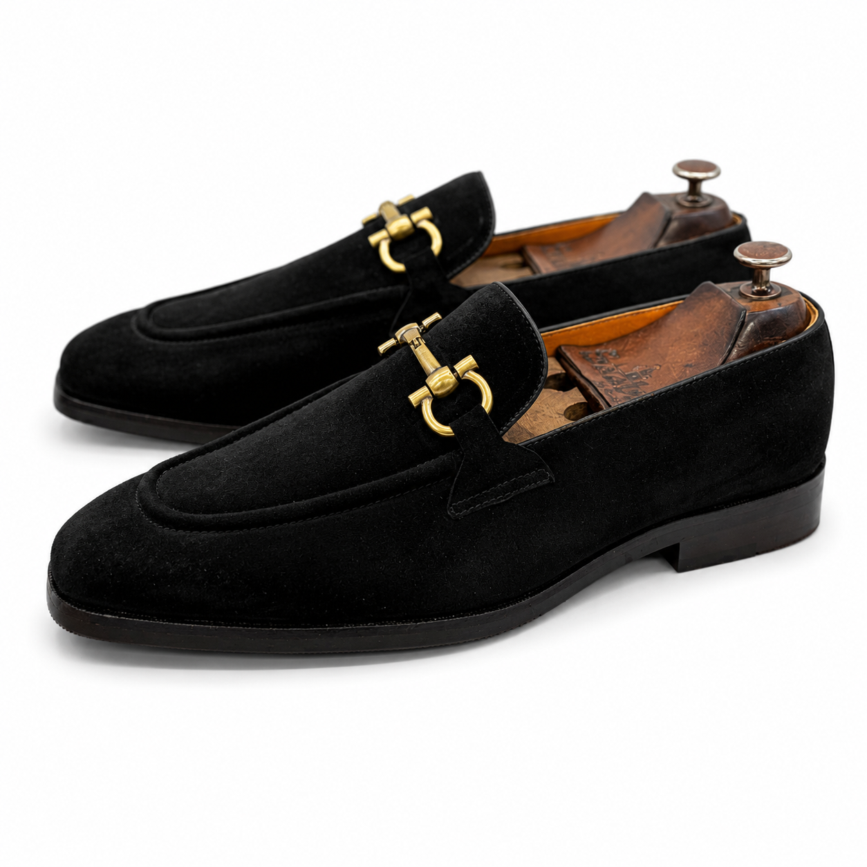 Noir Sovereign Horsebit Suede Loafers