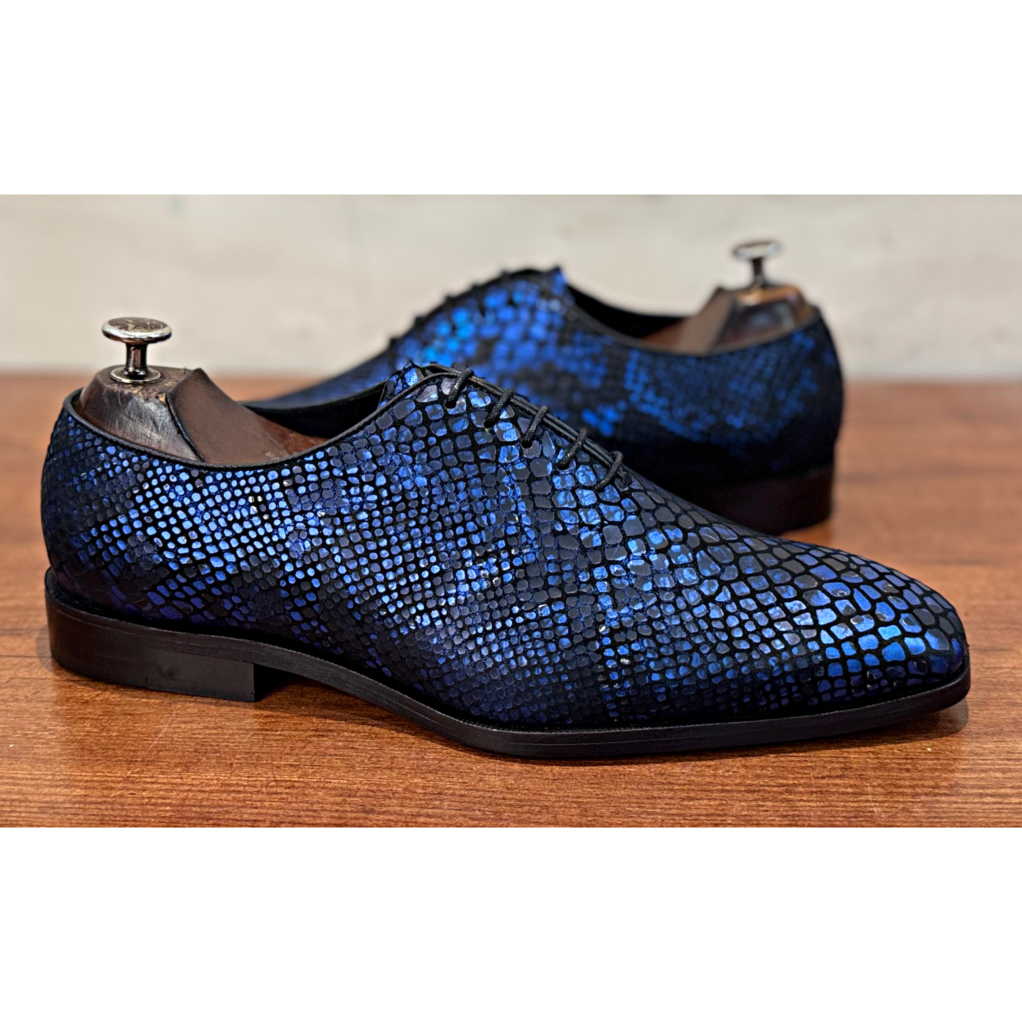 Blue Snake Foil Oxfords