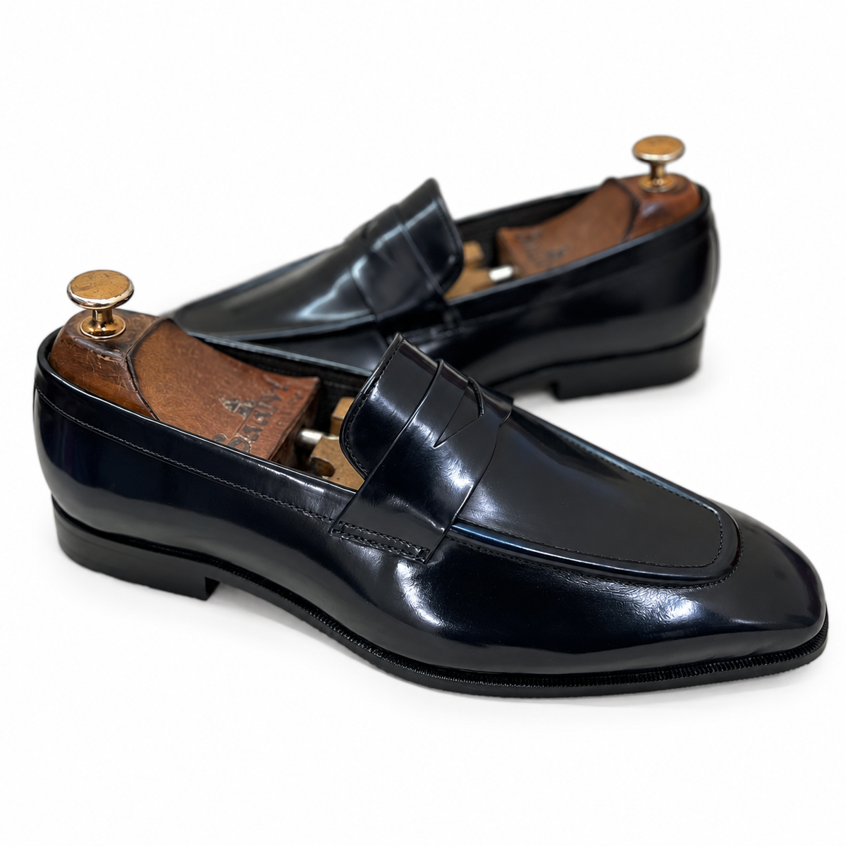 Noir Navy Penny Loafers