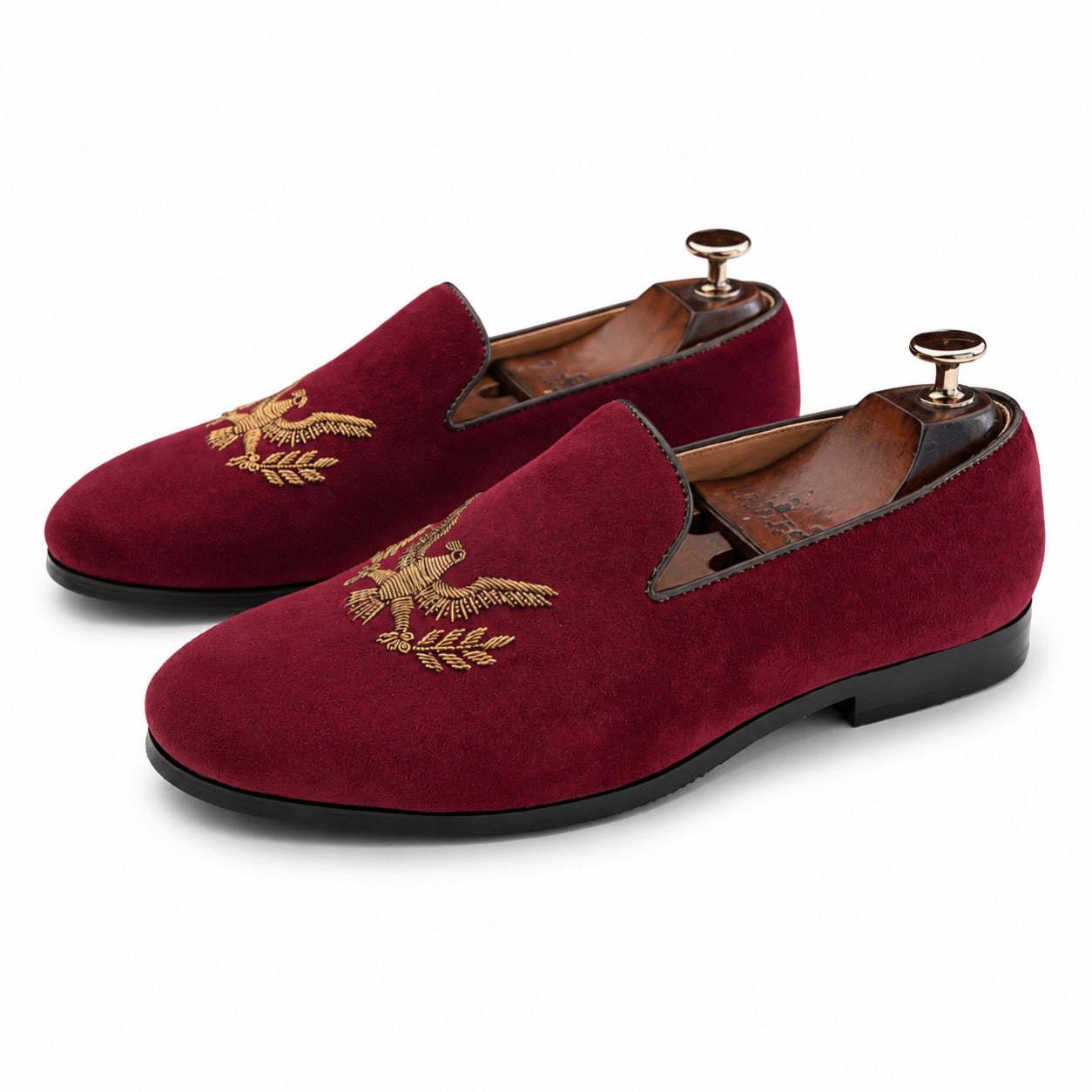 Imperial Eagle Velvet Loafers